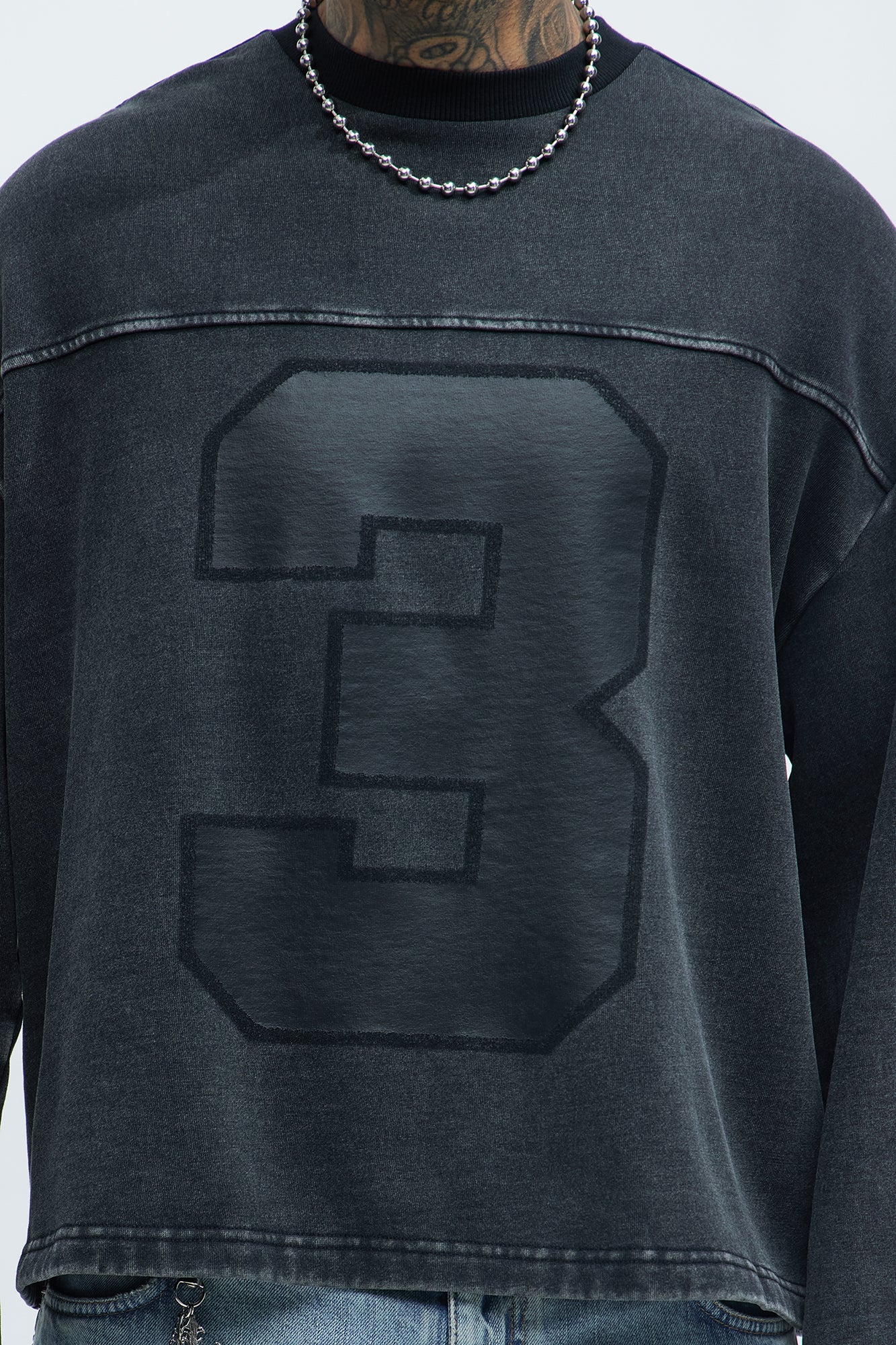 Kyle Long Sleeve Oversized Tee - Black Wash Fashion Nova