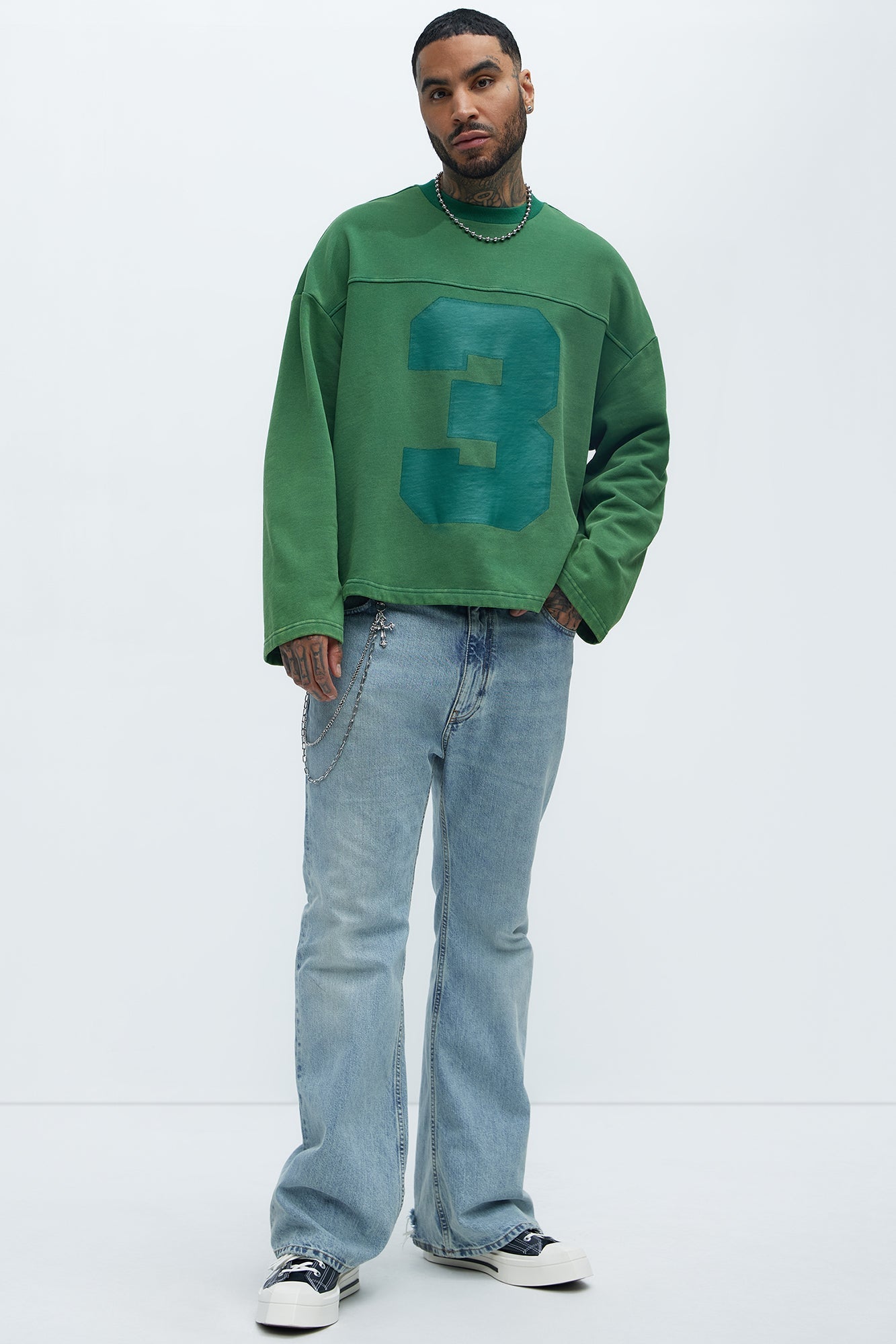Kyle Long Sleeve Oversized Tee - Green Fashion Nova