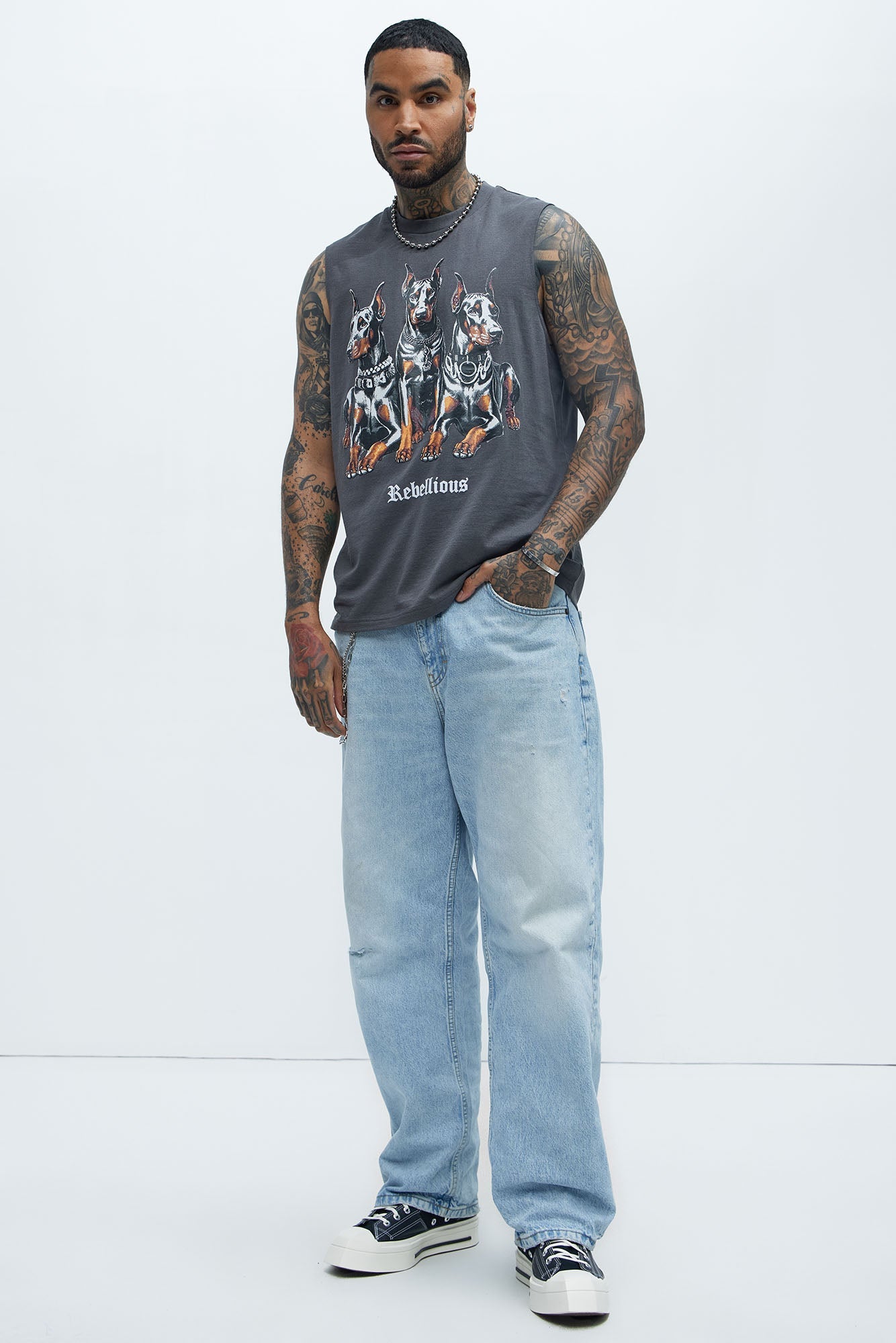 Rebellious Muscle Tee - Charcoal Fashion Nova