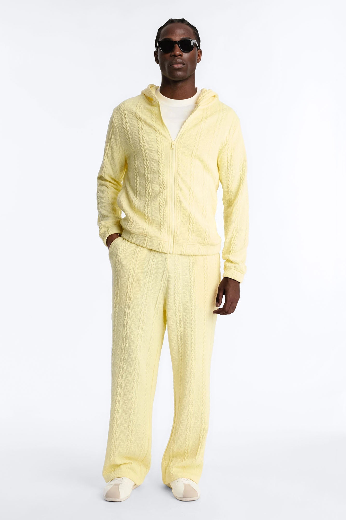 Baggy Textured Cozy Braided Pant - Butter Yellow Fashion Nova