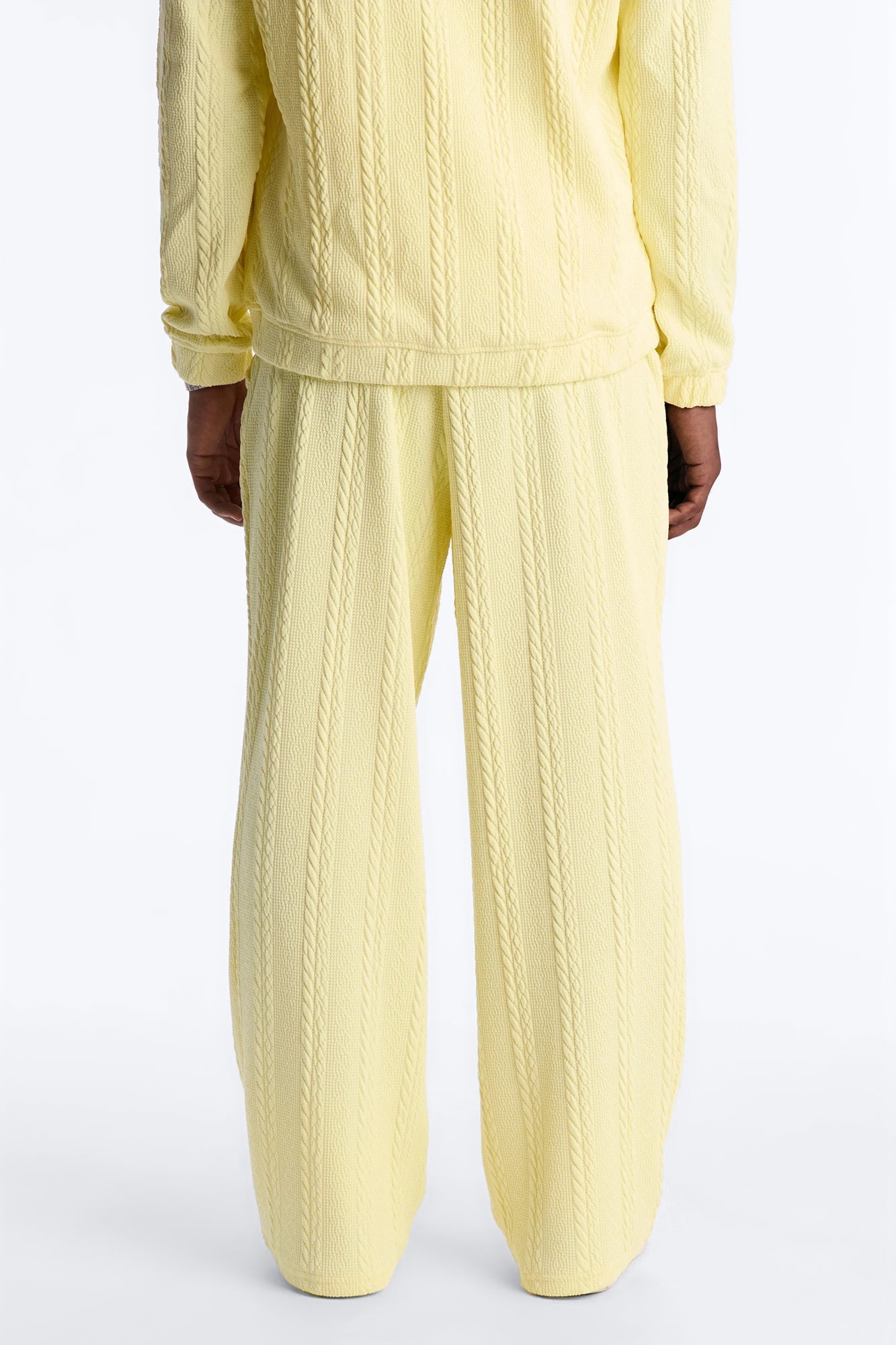 Baggy Textured Cozy Braided Pant - Butter Yellow Fashion Nova