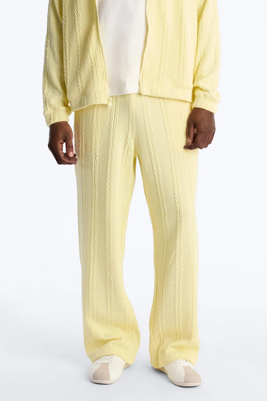 Baggy Textured Cozy Braided Pant - Butter Yellow Fashion Nova