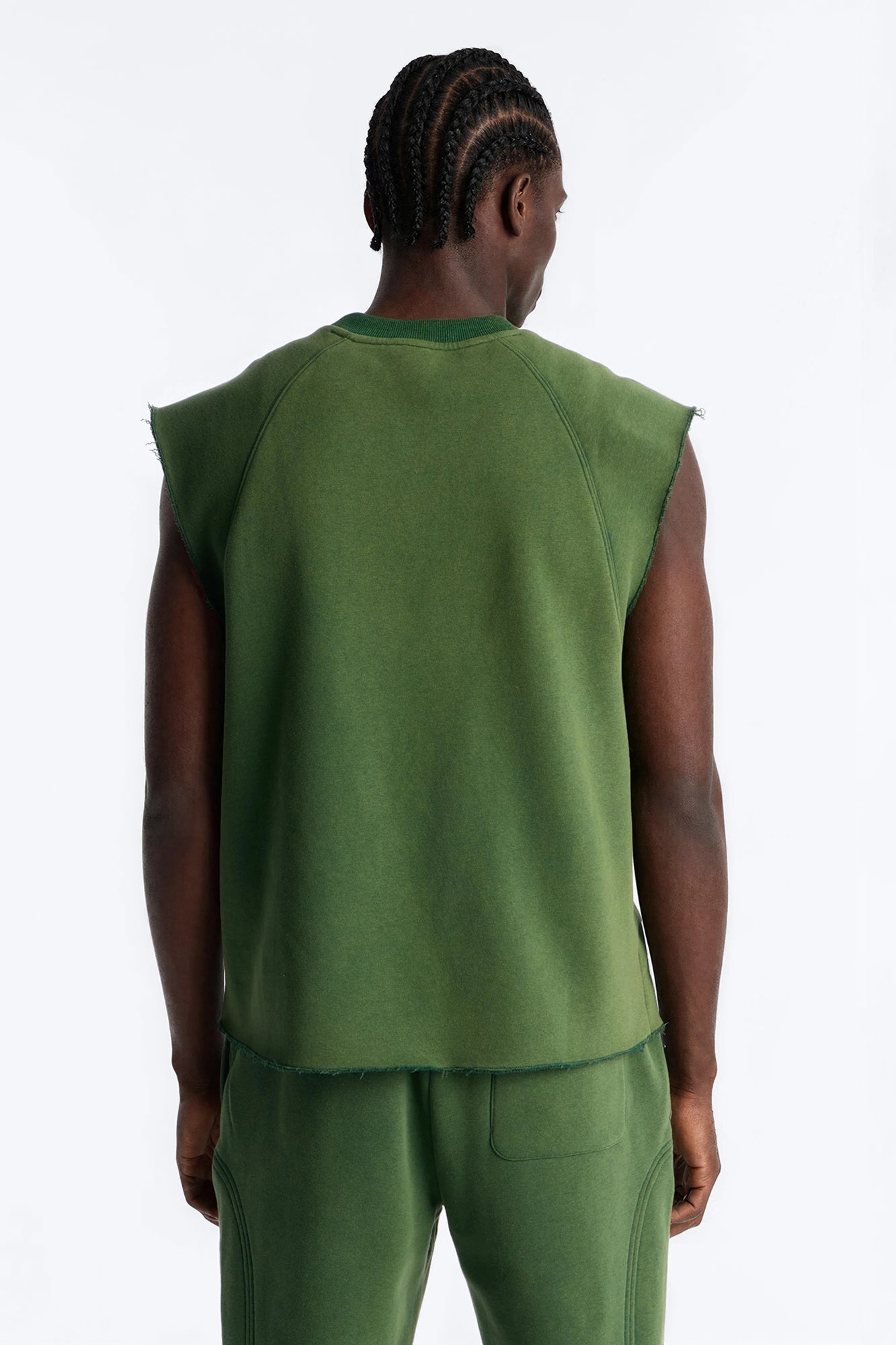 Washed Raw Edge Relaxed Muscle Tee - Green Fashion Nova