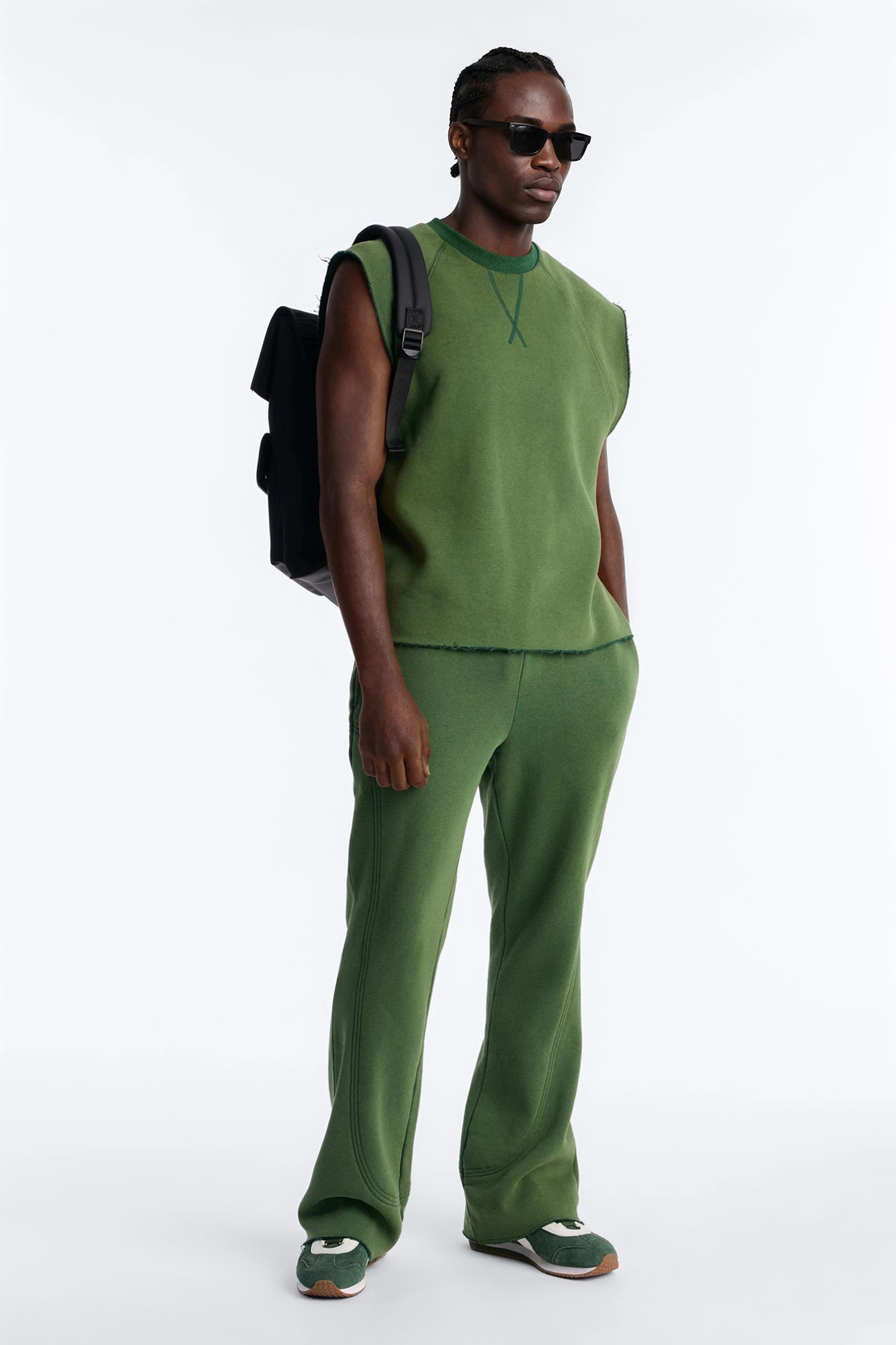 Washed Raw Edge Flare Sweatpant - Green Fashion Nova