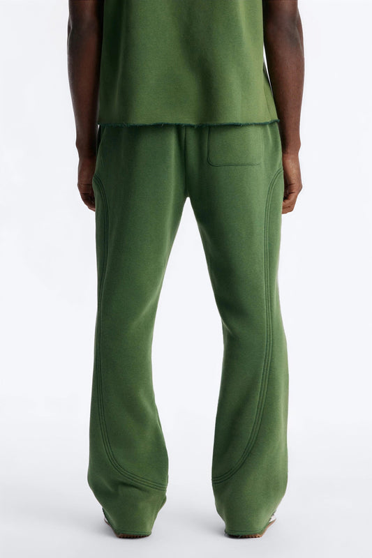 Washed Raw Edge Flare Sweatpant - Green Fashion Nova