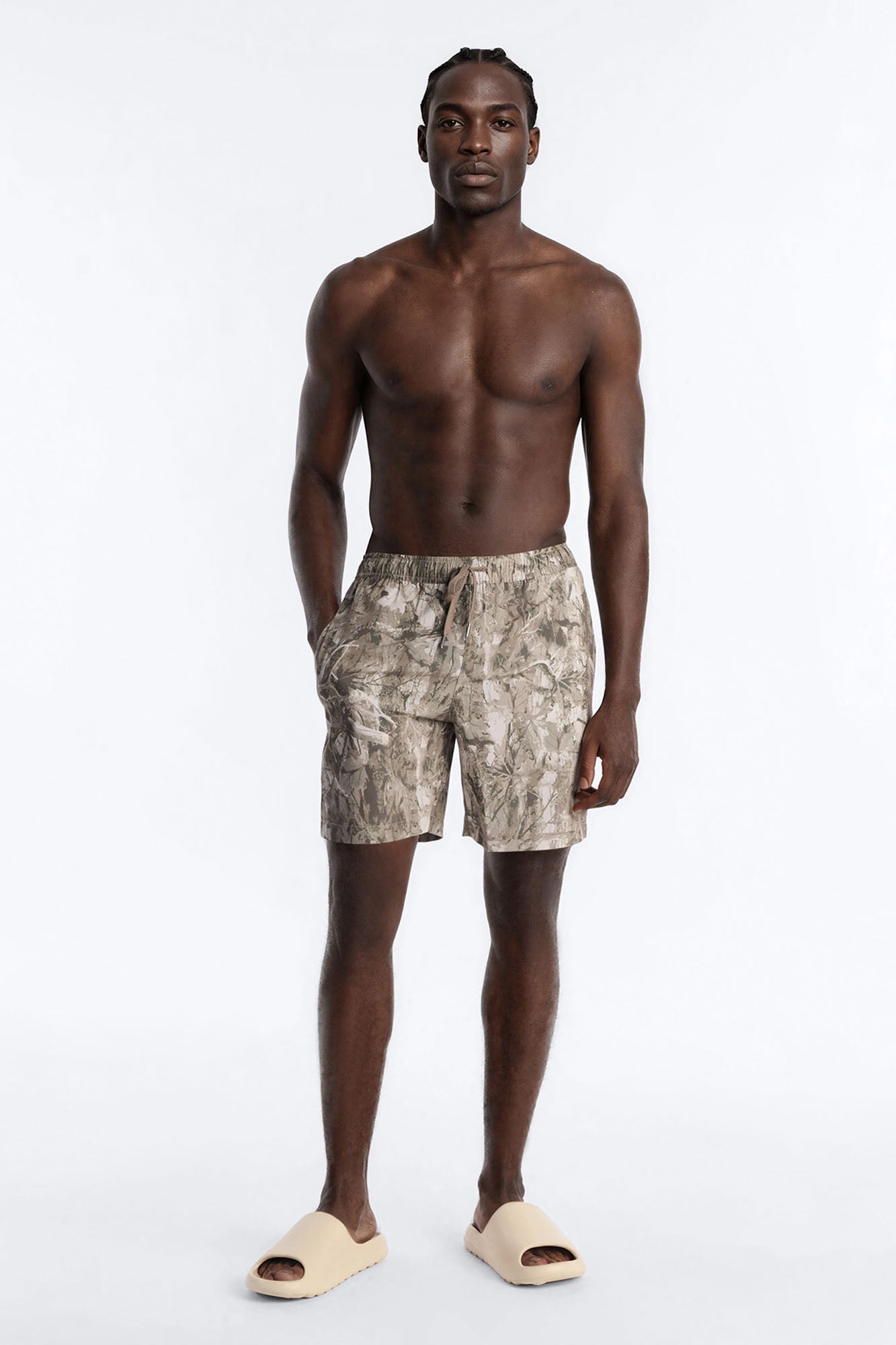 Washed Camo Printed Swim Trunk 7″ - Camouflage Fashion Nova