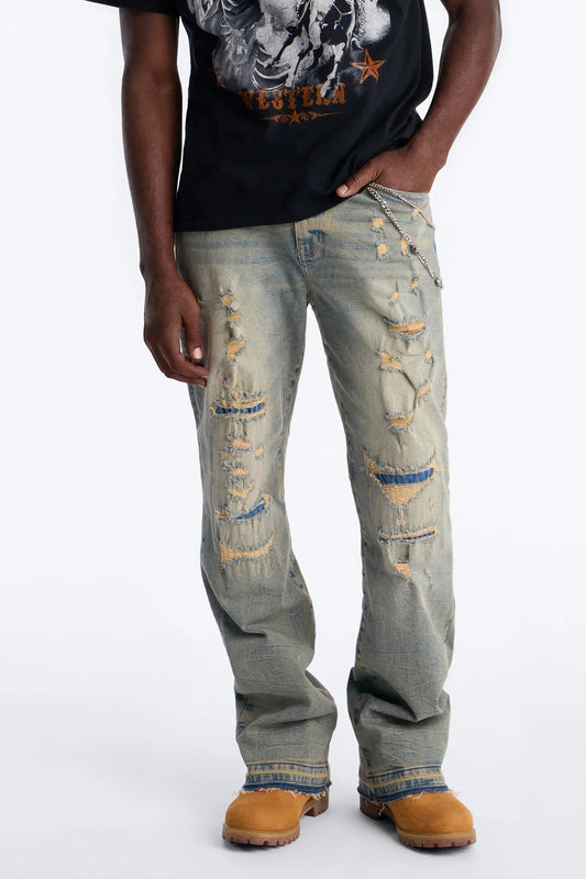 Undercover Slim Stacked Flare Jeans - Vintage Blue Wash Fashion Nova