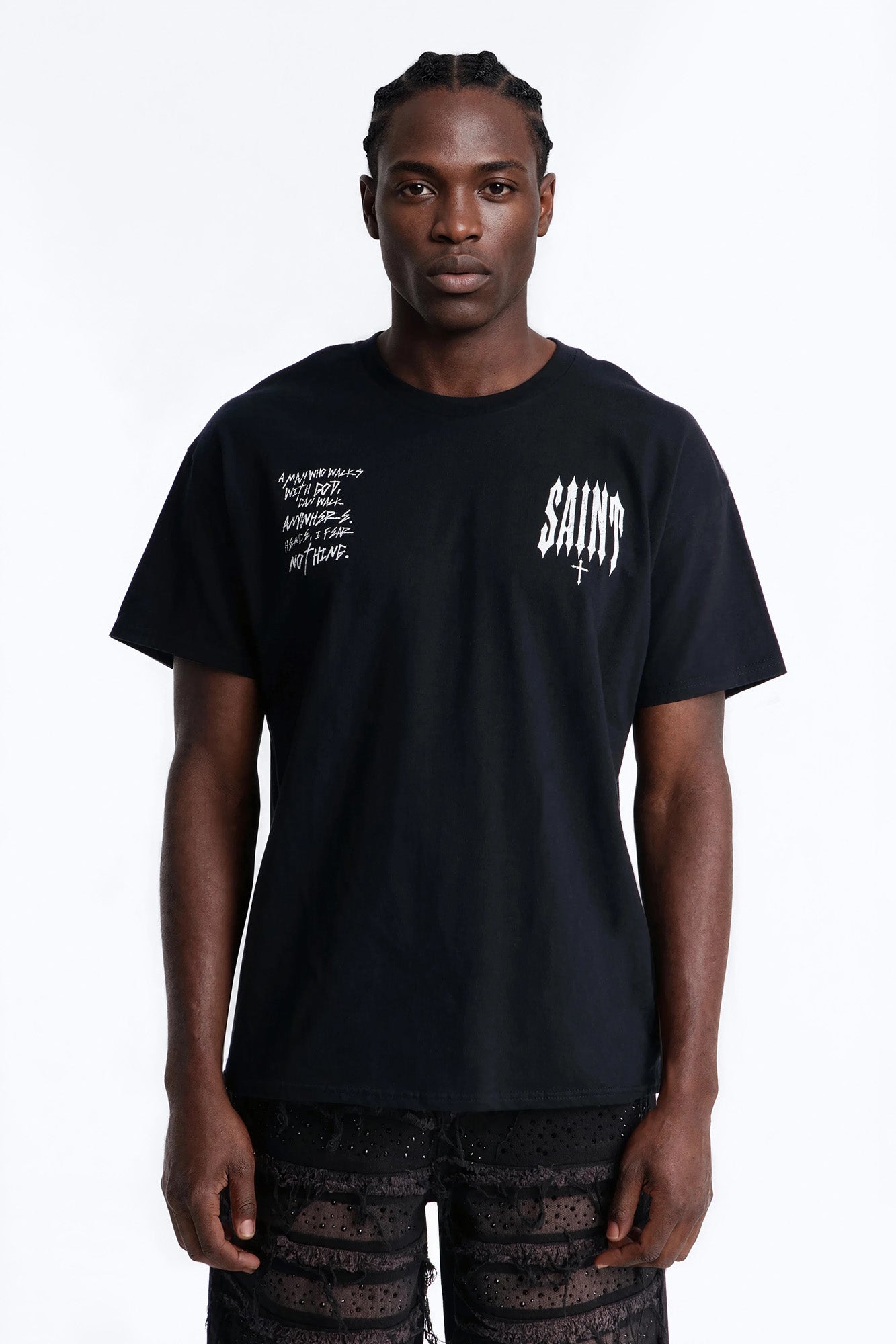 Saint Fear Nothing Oversized Short Sleeve Tee - Black Fashion Nova