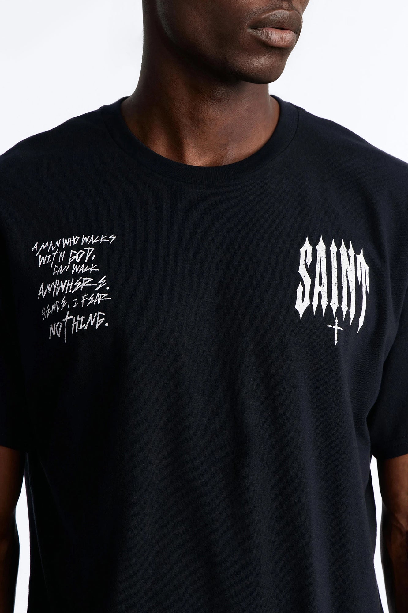 Saint Fear Nothing Oversized Short Sleeve Tee - Black Fashion Nova