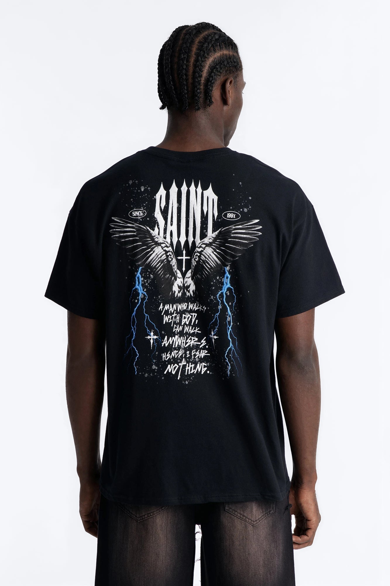 Saint Fear Nothing Oversized Short Sleeve Tee - Black Fashion Nova