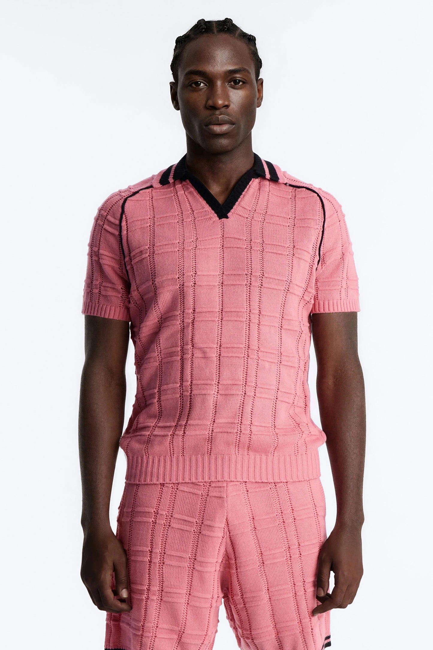 Relaxed Riviera Johnny Collar Knit Polo - Pink Fashion Nova