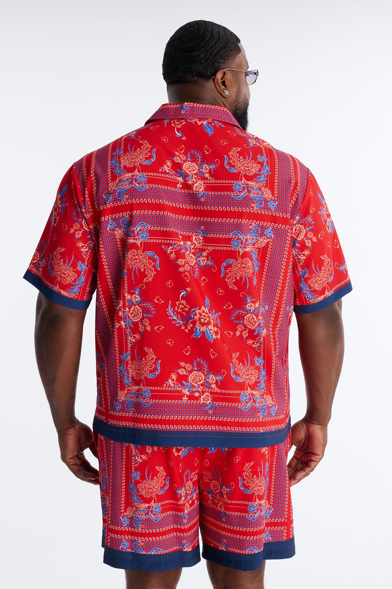 Relaxed Mirage Bloom Cuban Collar Button Shirt - Red Fashion Nova