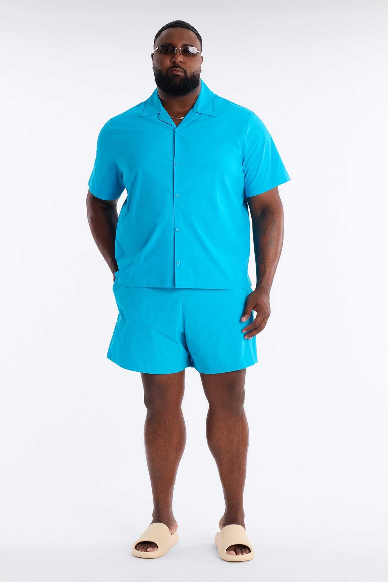 Montez Cuban Collar Button Up Shirt - Blue Fashion Nova