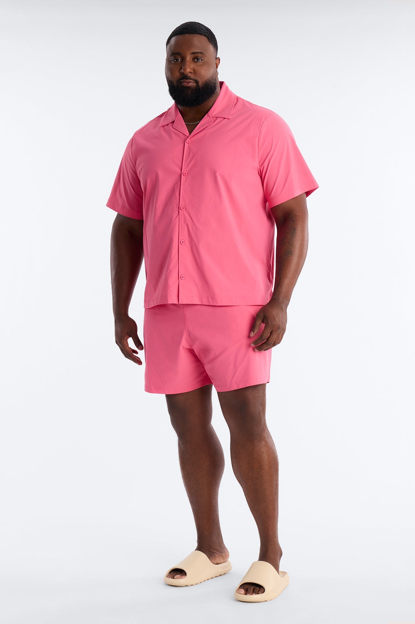 Montez Cuban Collar Button Up Shirt - Hot Pink Fashion Nova