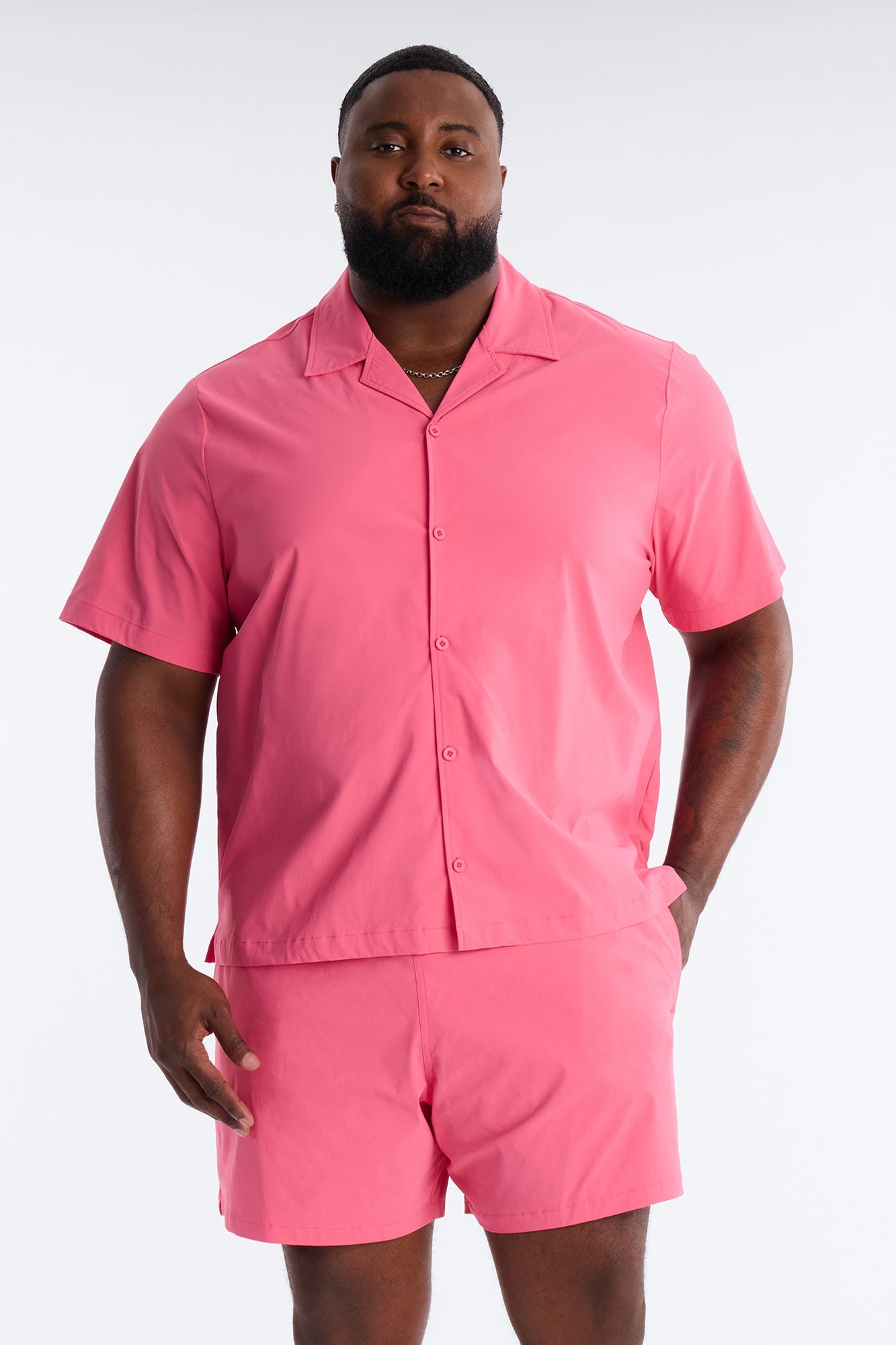 Montez Cuban Collar Button Up Shirt - Hot Pink Fashion Nova