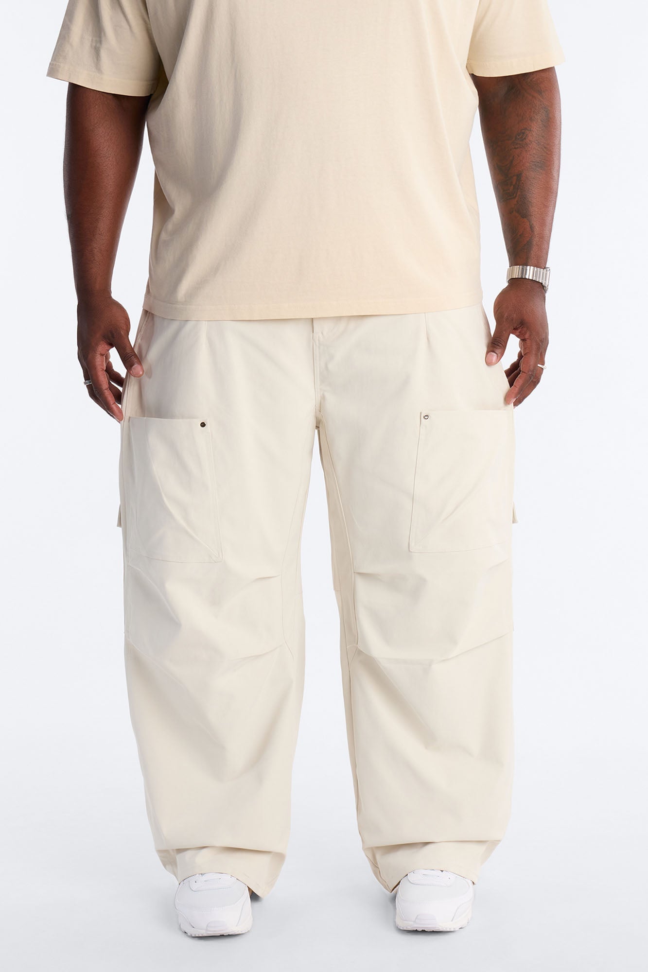 Barrel Fit Node Cargo Pant - Cream Fashion Nova