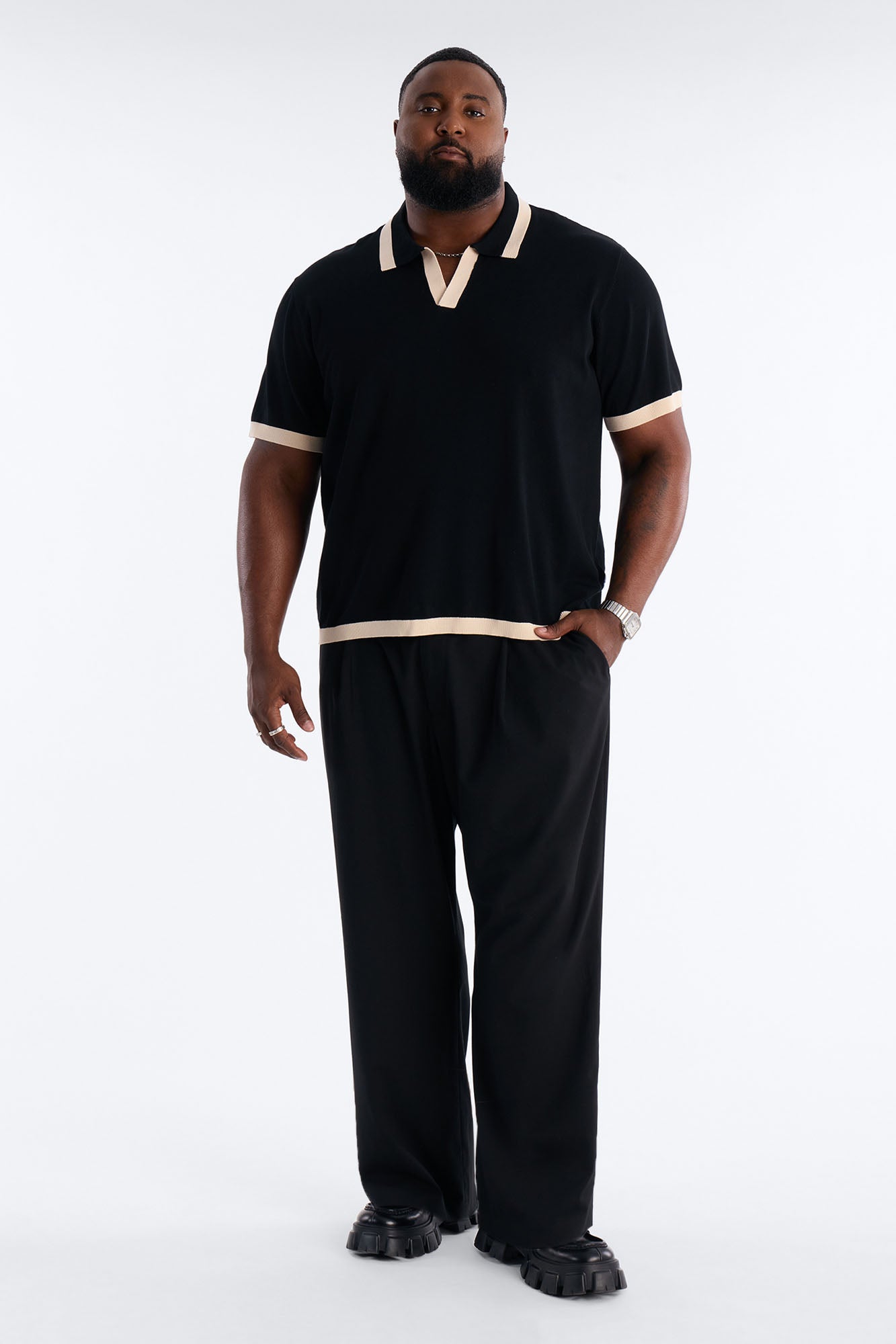 Rue Saint Johnny Collar Polo - Black Fashion Nova