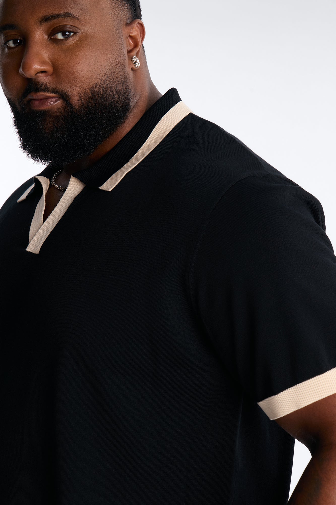 Rue Saint Johnny Collar Polo - Black Fashion Nova