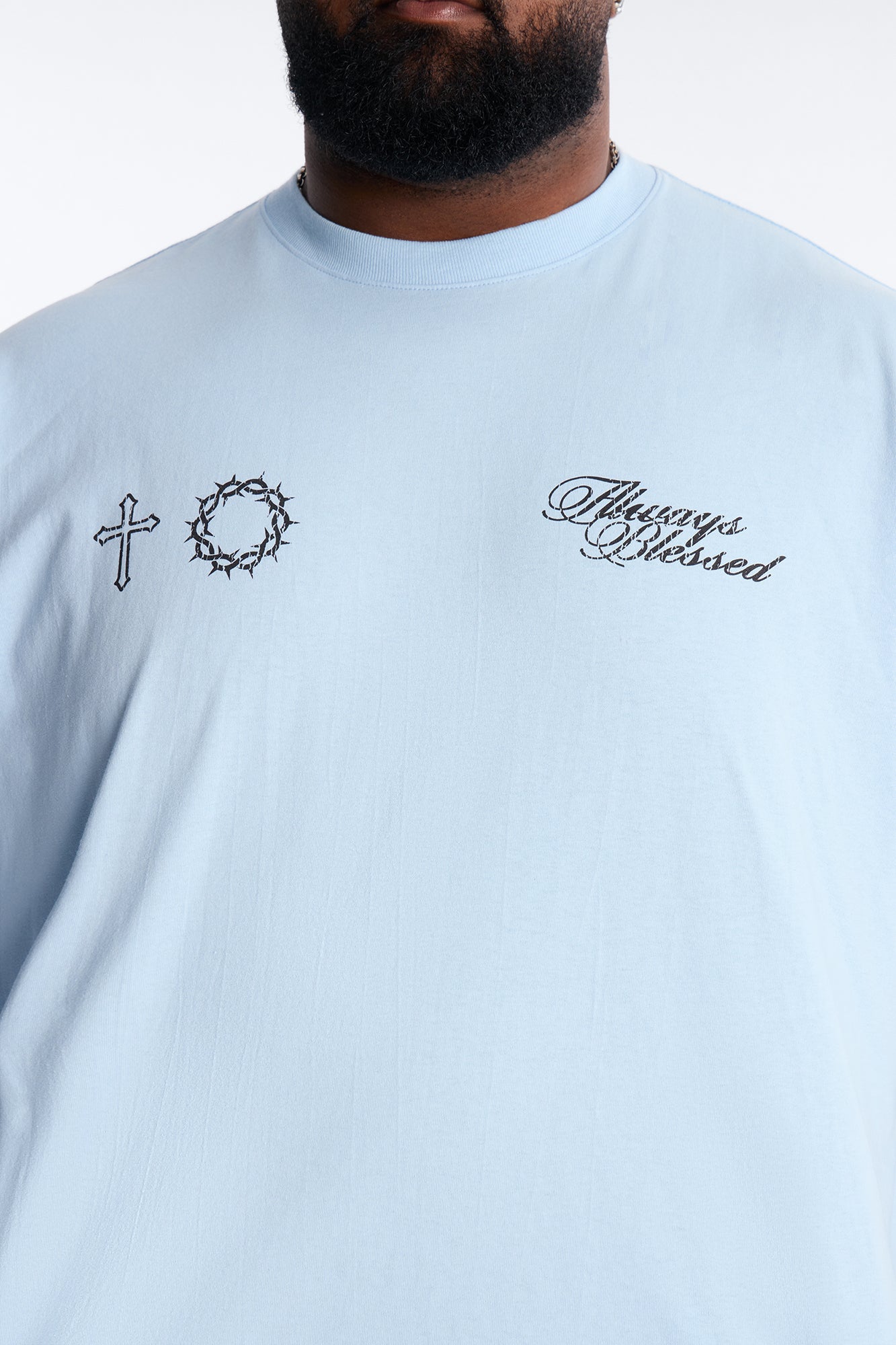 Always Blessed Boxy Short Sleeve Tee - Light Blue Fashion Nova