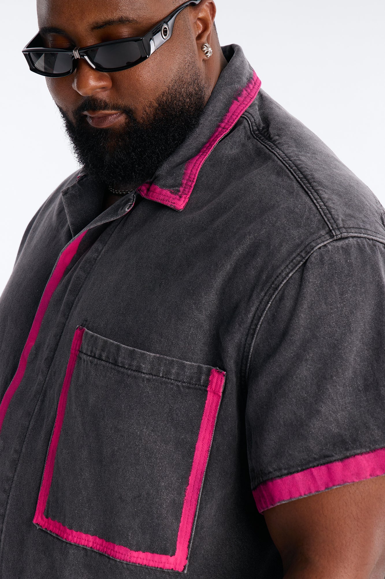Cropped In My Aura Button Up Shirt - Black Wash Fashion Nova