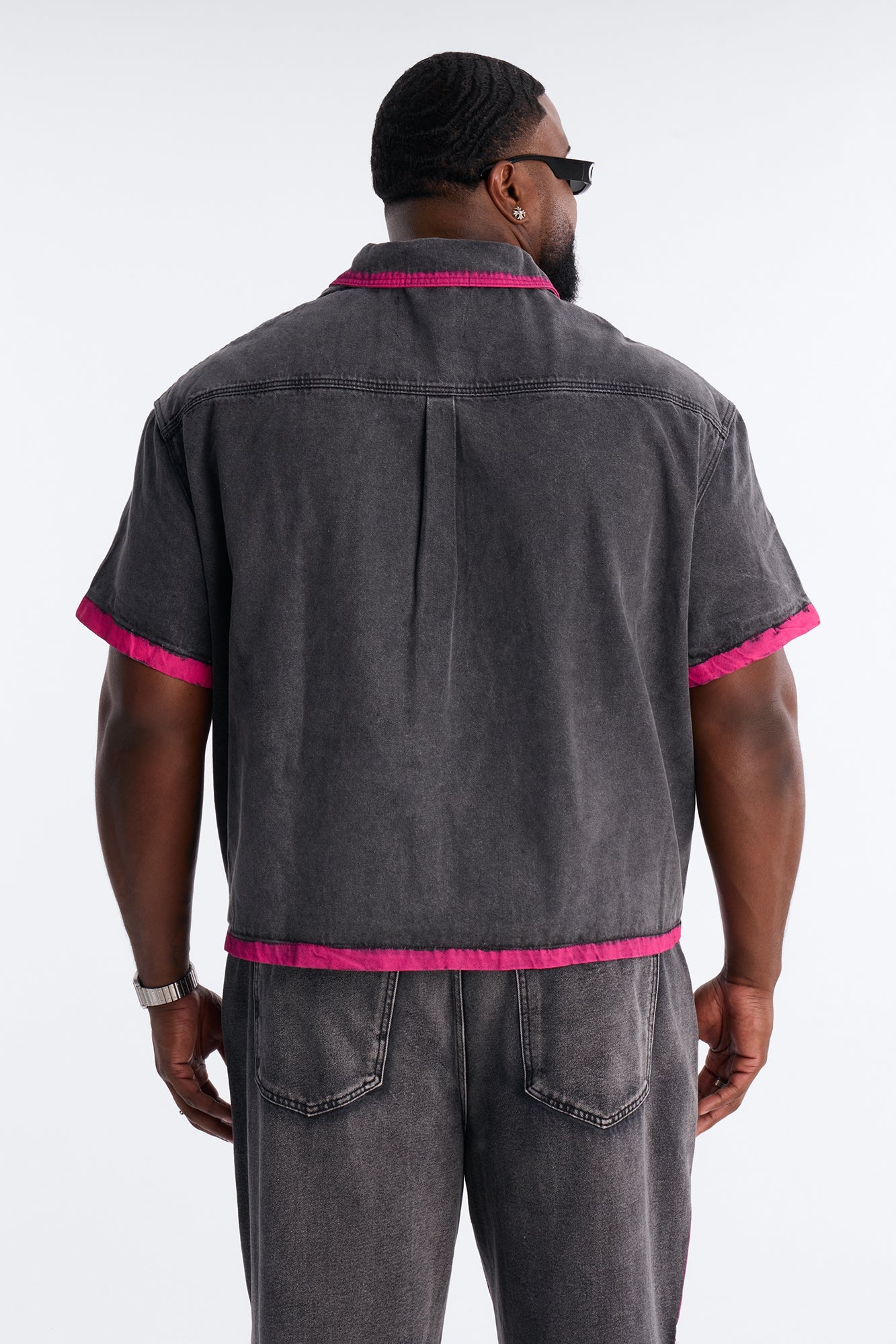 Cropped In My Aura Button Up Shirt - Black Wash Fashion Nova
