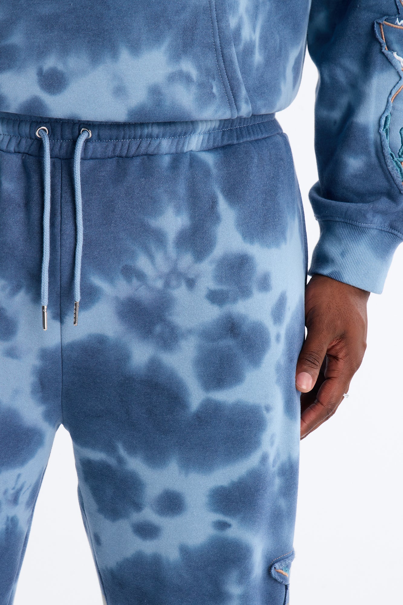 Baggy Von Dutch Outlaw Bleach Dyed Raw Edge Sweatpants - Blue Fashion Nova