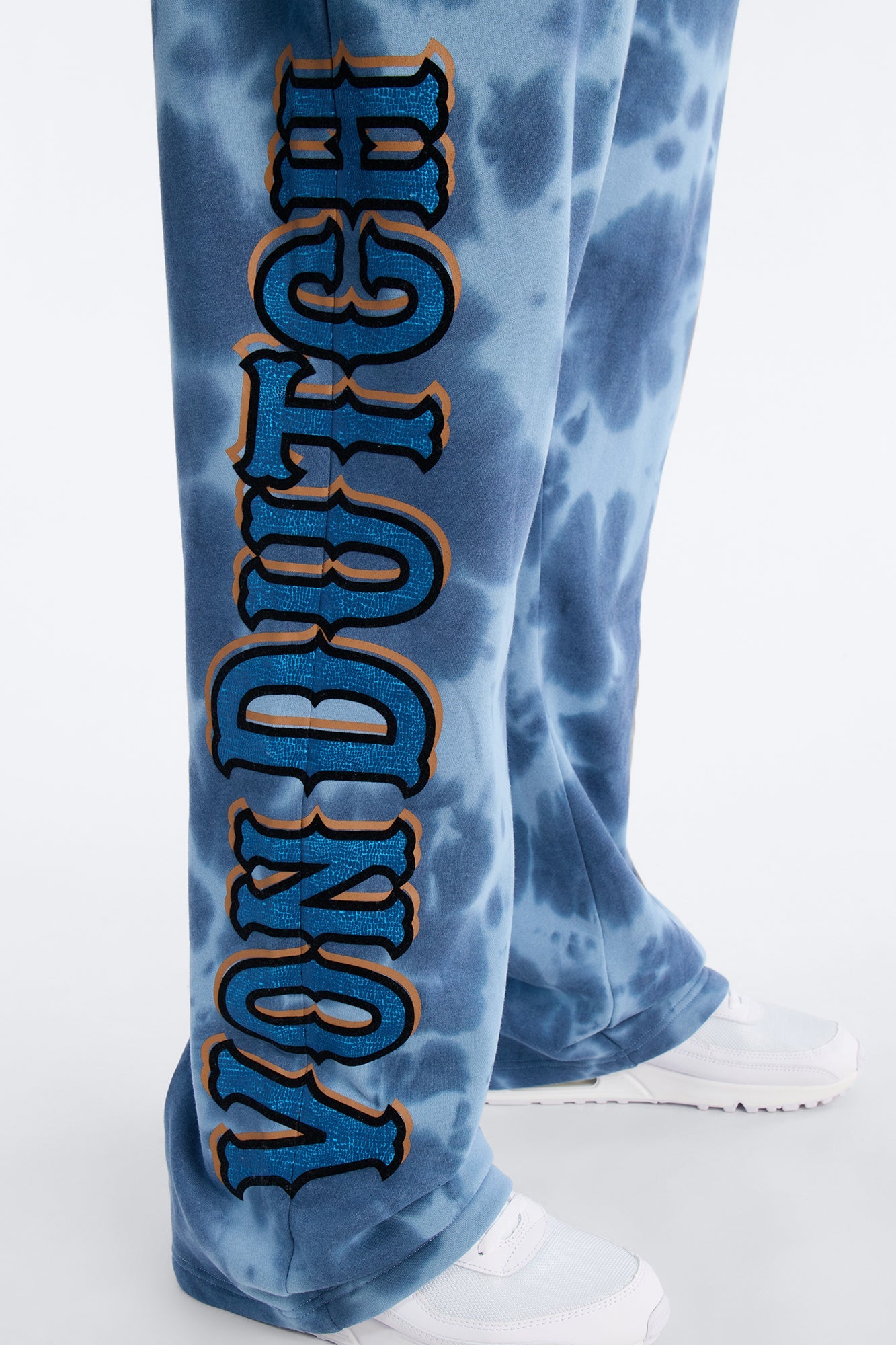 Baggy Von Dutch Outlaw Bleach Dyed Raw Edge Sweatpants - Blue Fashion Nova