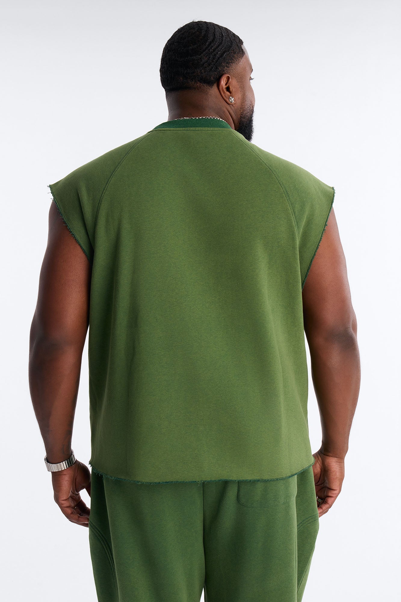 Washed Raw Edge Relaxed Muscle Tee - Green Fashion Nova