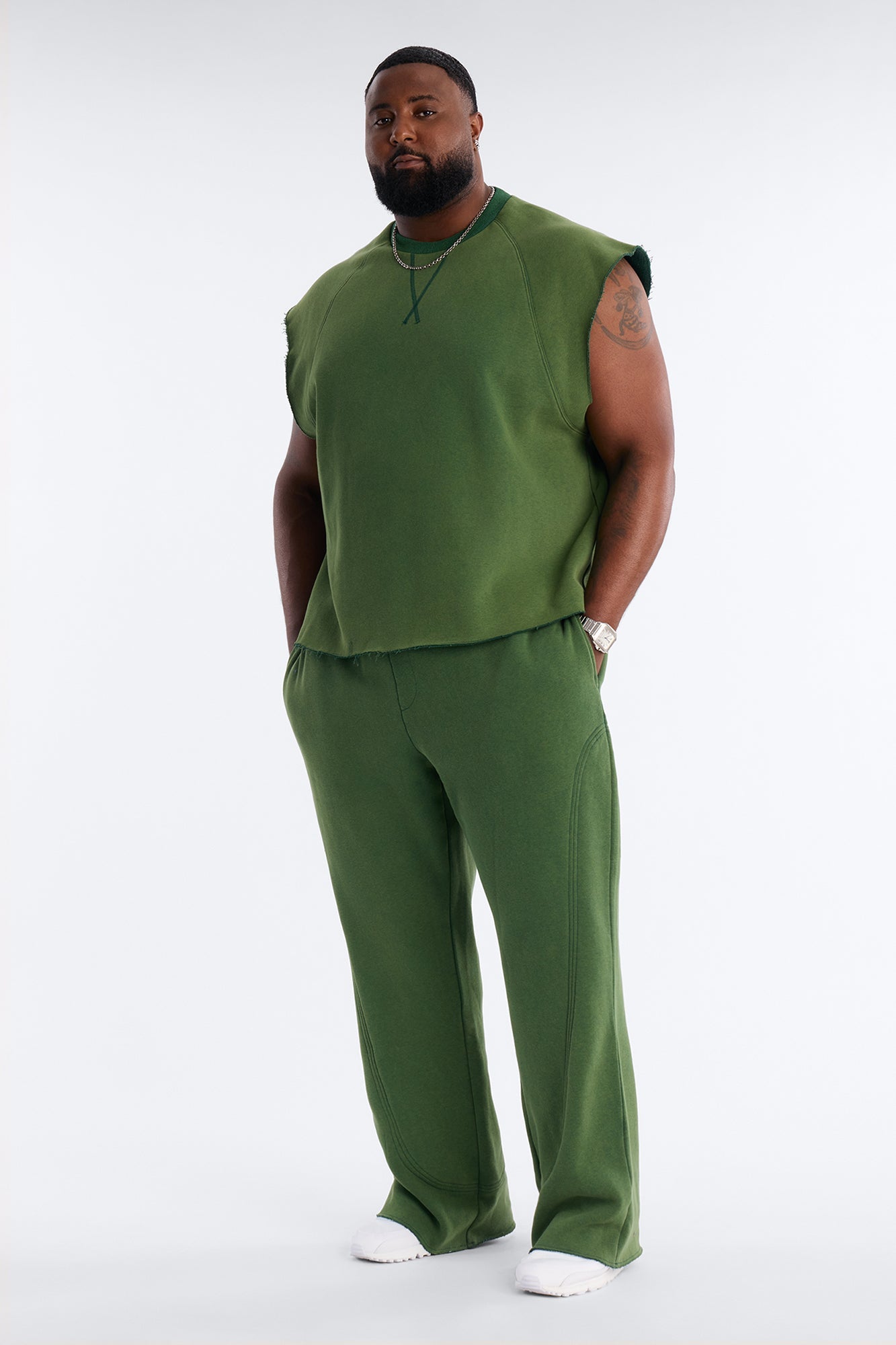 Washed Raw Edge Flare Sweatpant - Green Fashion Nova