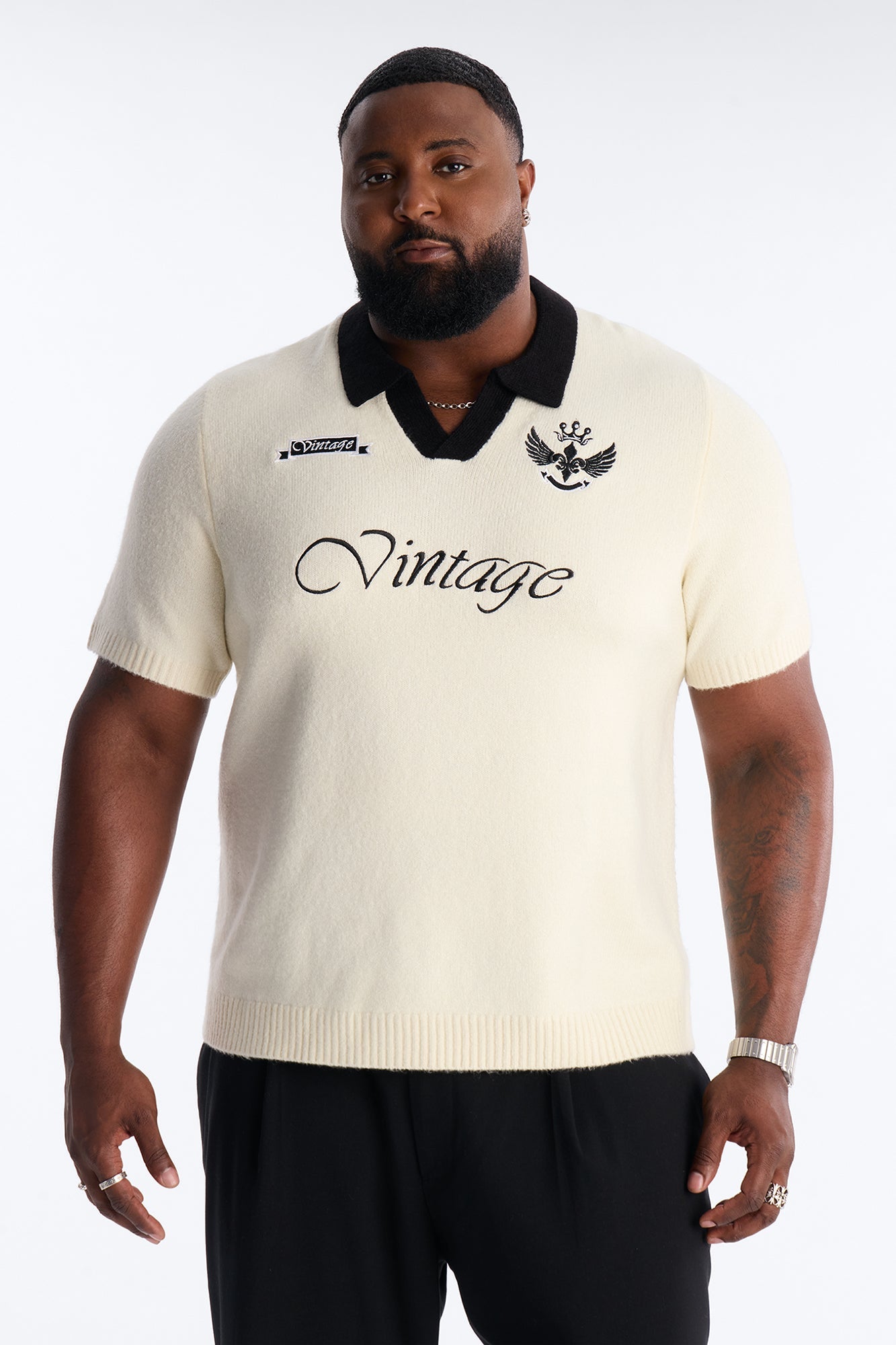 Cambridge Sweater Johnny Collar Polo - Cream Fashion Nova
