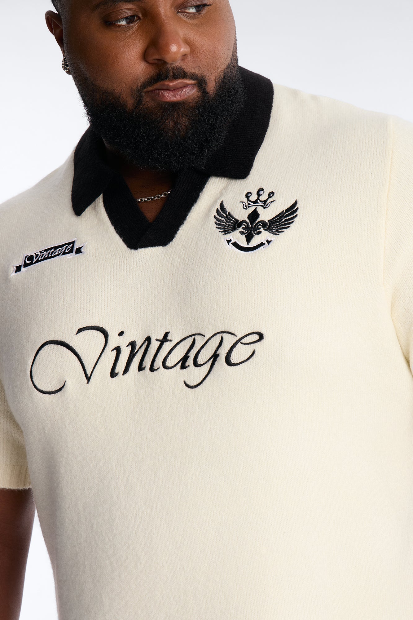 Cambridge Sweater Johnny Collar Polo - Cream Fashion Nova