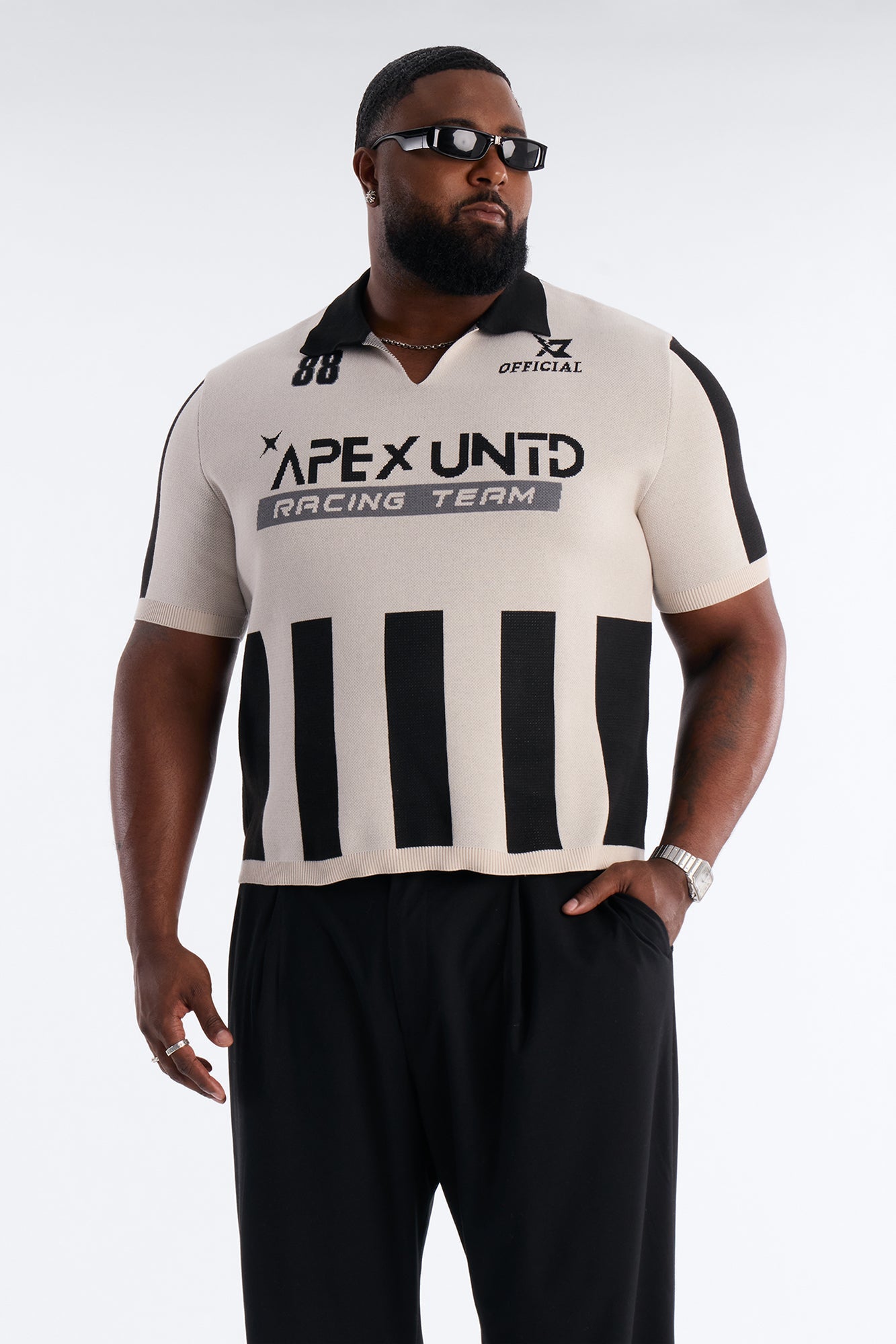 Apex United Johnny Collar Knit Top - Black/combo Fashion Nova