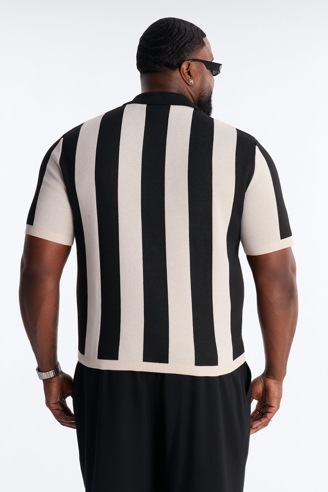 Apex United Johnny Collar Knit Top - Black/combo Fashion Nova