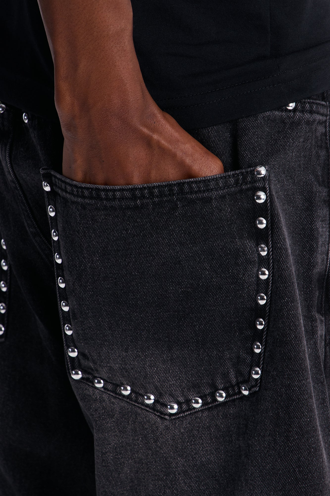 Baggy Studded Mayhem Jean - Black Wash Fashion Nova