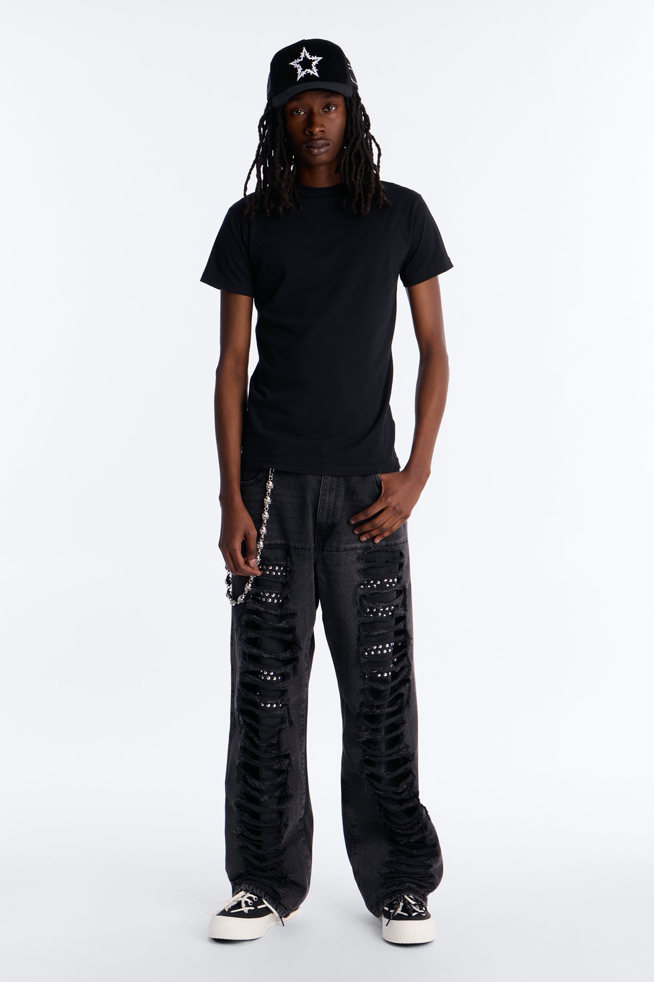 Baggy Studded Mayhem Jean - Black Wash Fashion Nova