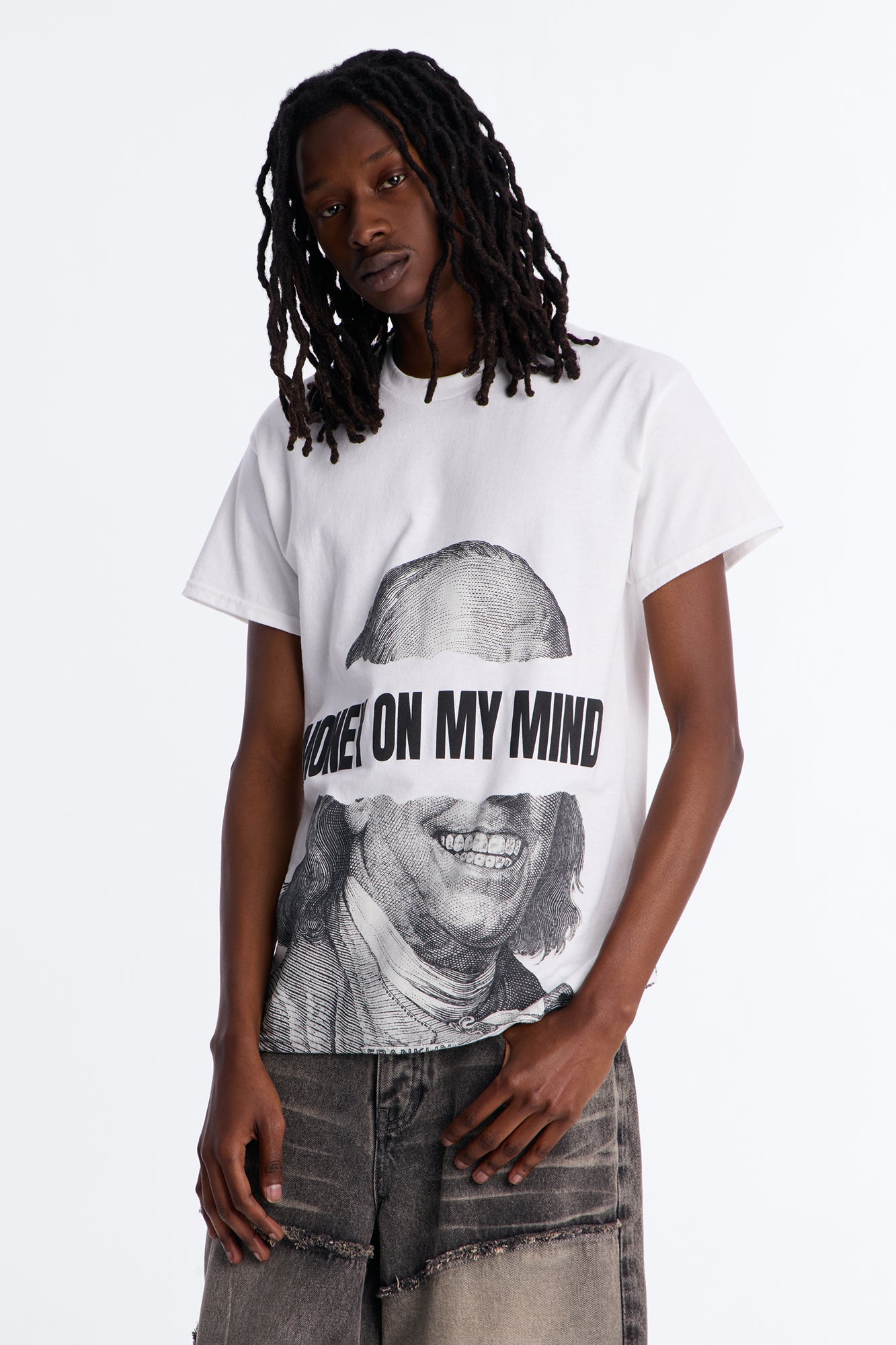 Hustle In My Blood Short Sleeve Tee - White Fashion Nova