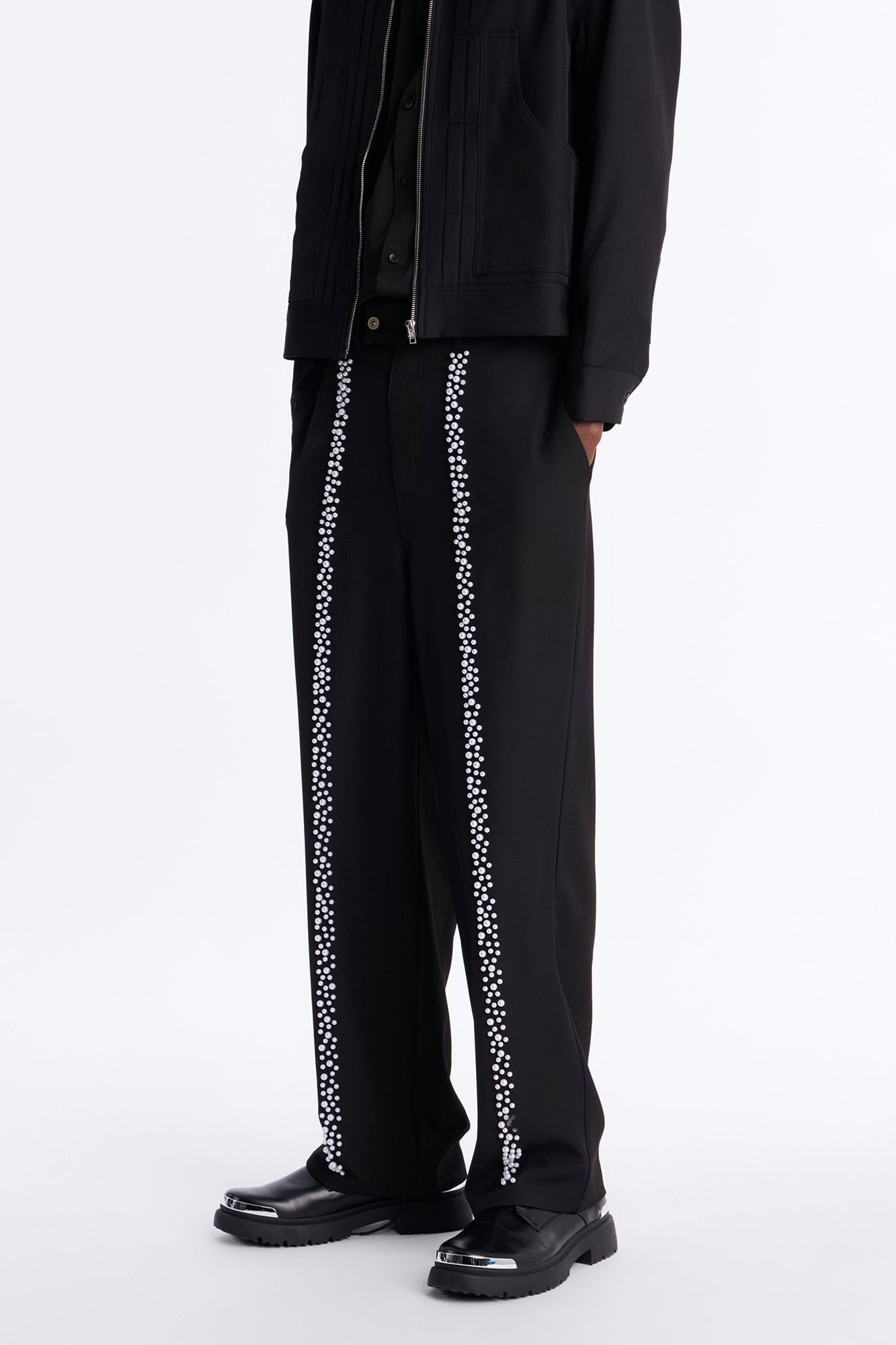 Baggy Pearl Cascade Trouser - Black Fashion Nova