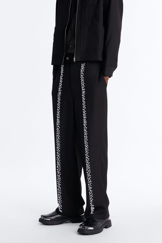 Baggy Pearl Cascade Trouser - Black Fashion Nova