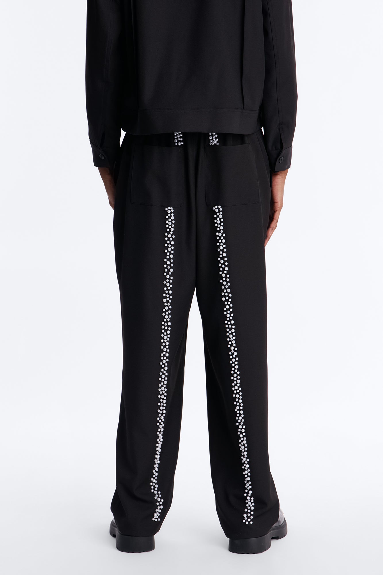 Baggy Pearl Cascade Trouser - Black Fashion Nova