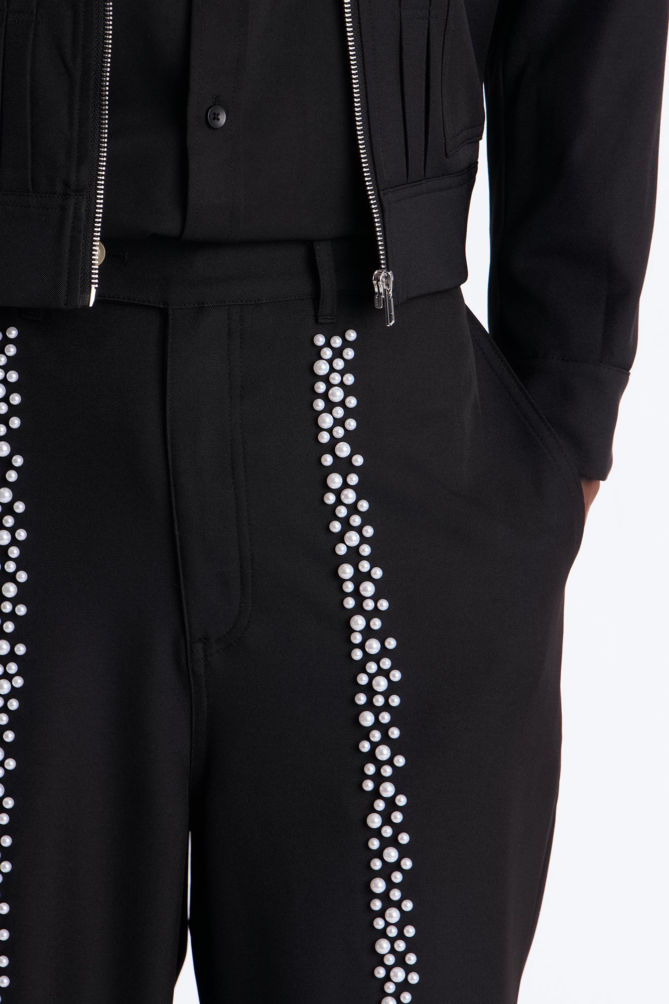 Baggy Pearl Cascade Trouser - Black Fashion Nova