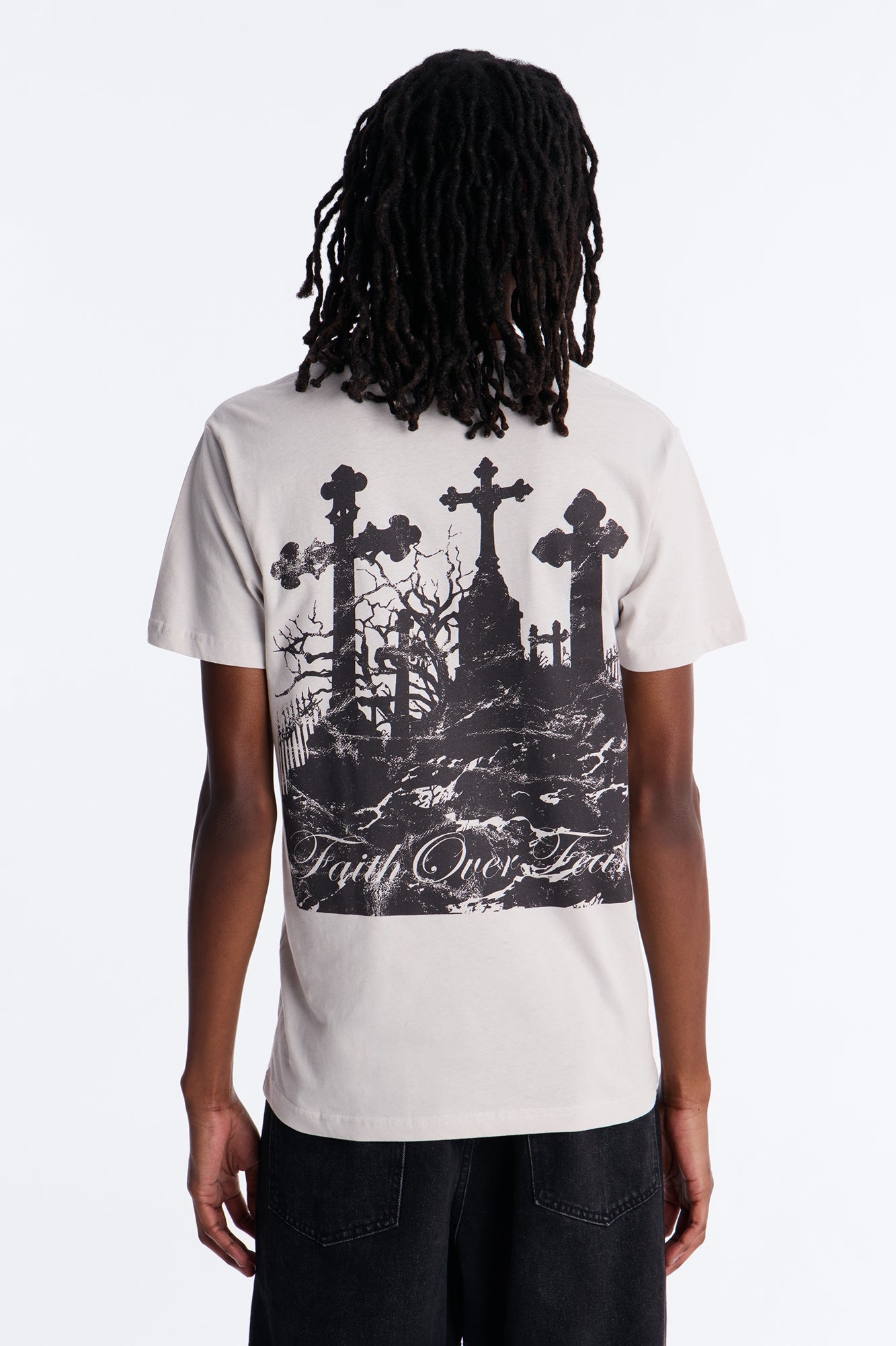 Eternal Faith Over Fear Short Sleeve Tee - Grey Fashion Nova