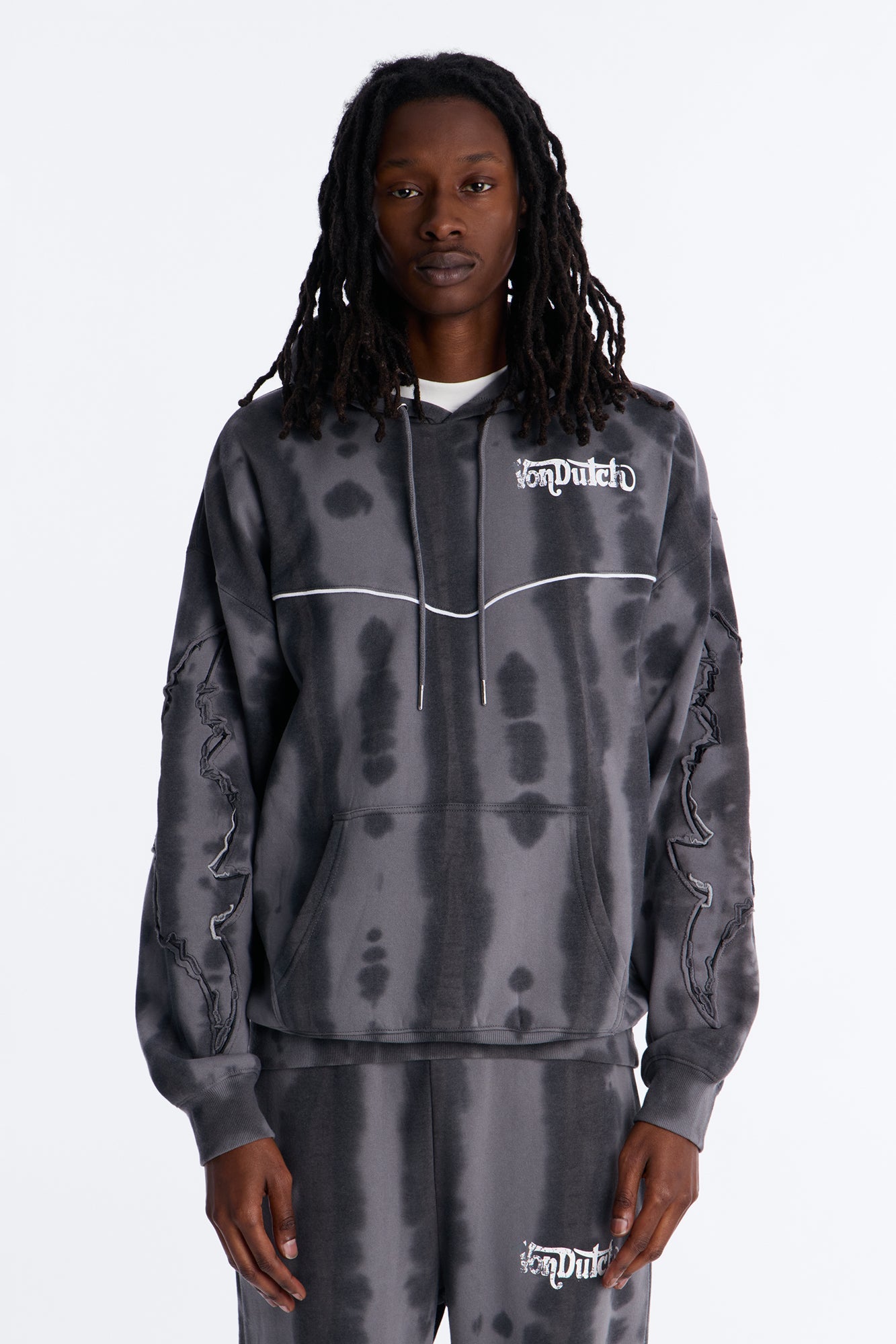 Von Dutch Outlaw Raw Edge Hoodie - Charcoal Fashion Nova