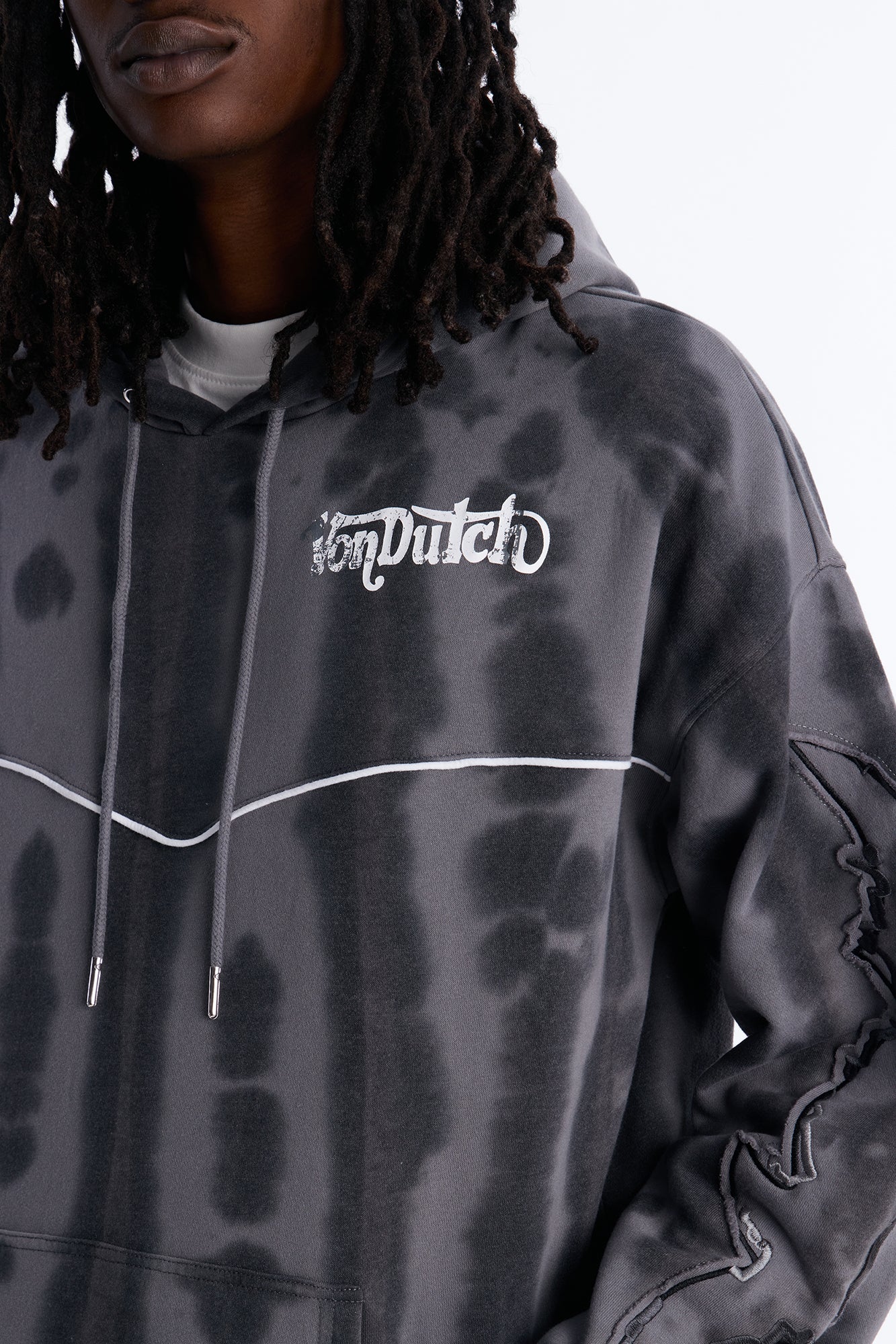 Von Dutch Outlaw Raw Edge Hoodie - Charcoal Fashion Nova