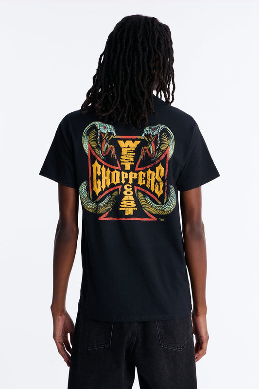 West Coast Choppers Cobra Puff Print Short Sleeve Tee - Black Fashion Nova