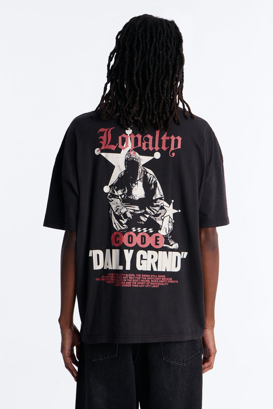 Daily Grind Oversized Short Sleeve Tee - Black Wash Fashion Nova