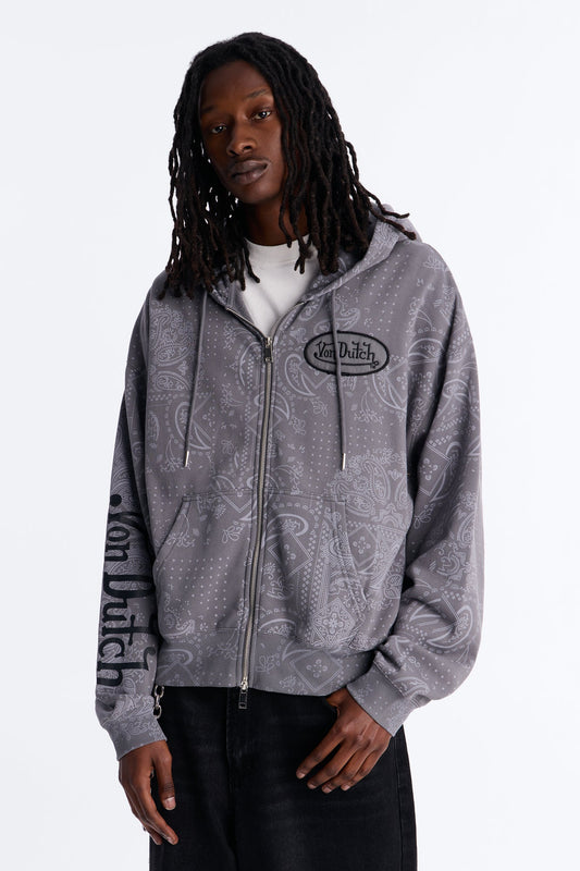 Von Dutch Chain Stitched Zip Up Hoodie - Charcoal Fashion Nova