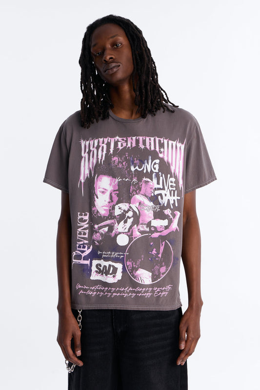 XXXTENTACION LONG LIVE JAH Vintage Short Sleeve Tee - Charcoal Fashion Nova