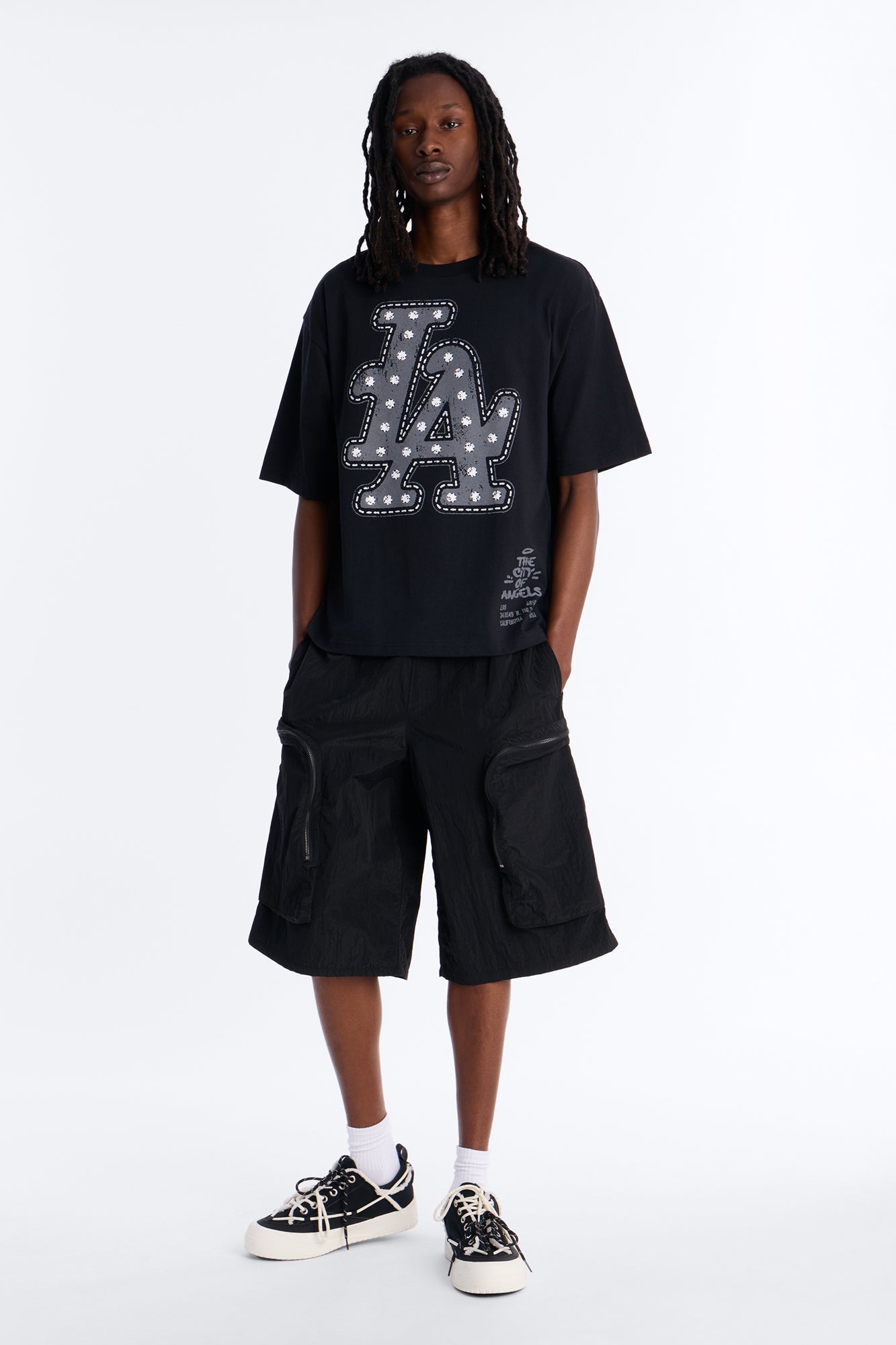 LA Hustle District Boxy Short Sleeve Tee - Black Fashion Nova