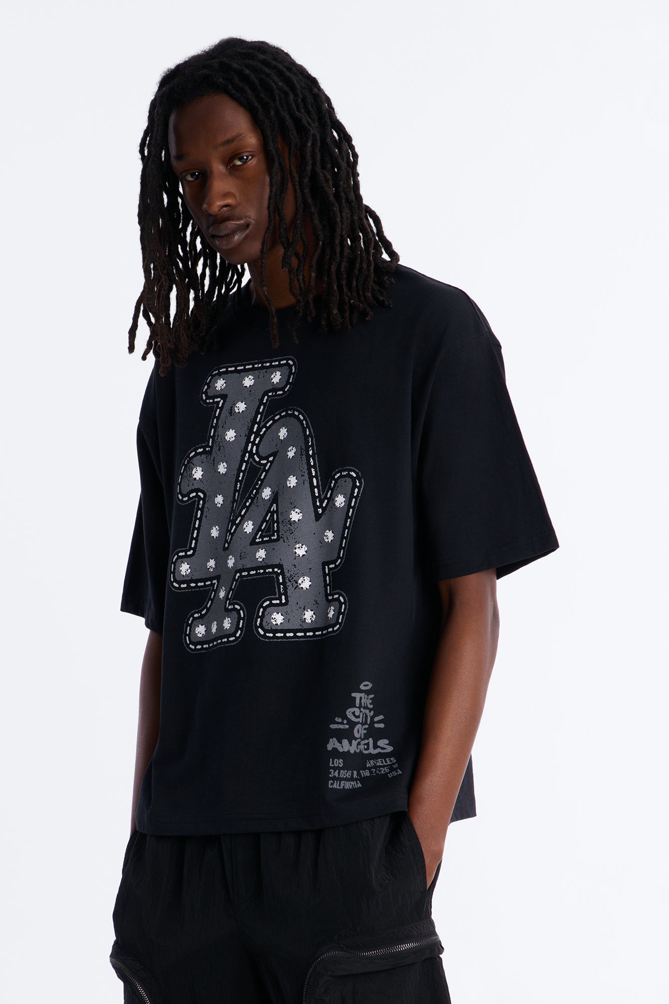 LA Hustle District Boxy Short Sleeve Tee - Black Fashion Nova