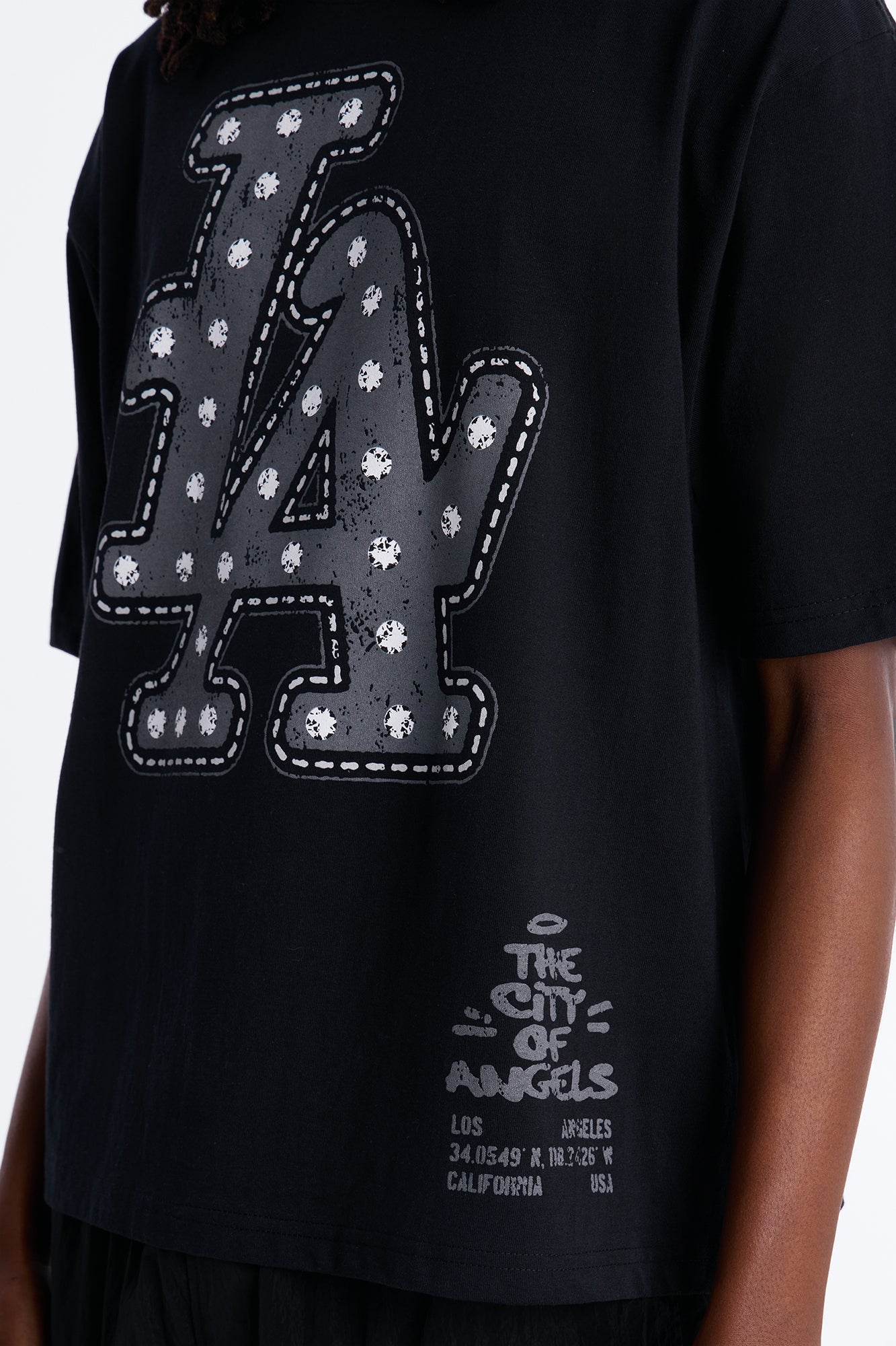 LA Hustle District Boxy Short Sleeve Tee - Black Fashion Nova